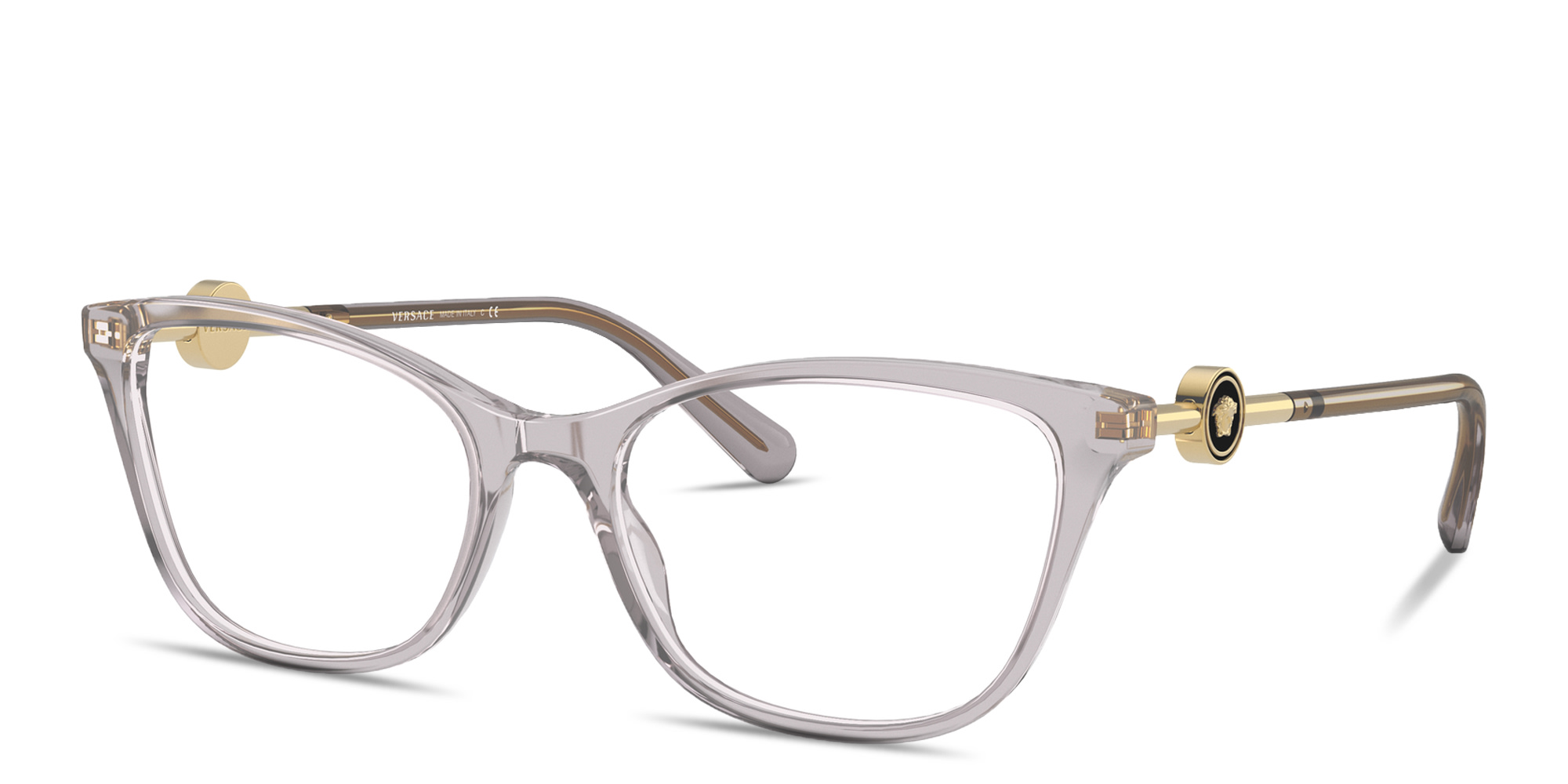VERSACE Medusa Wide Cat-Eye Eyeglasses in Transparent Grey – Product Photo 2