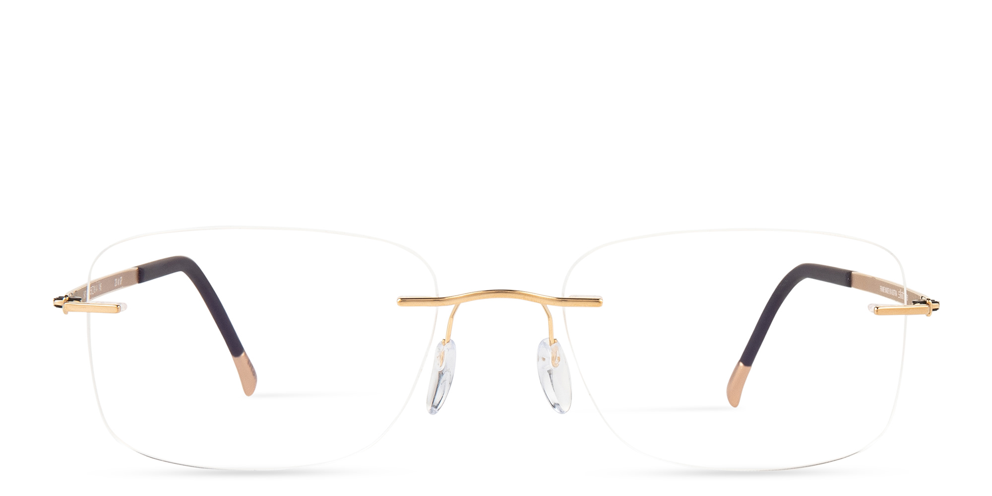 Shop Silhouette Rimless Wide Square Eyeglasses in Gold online.