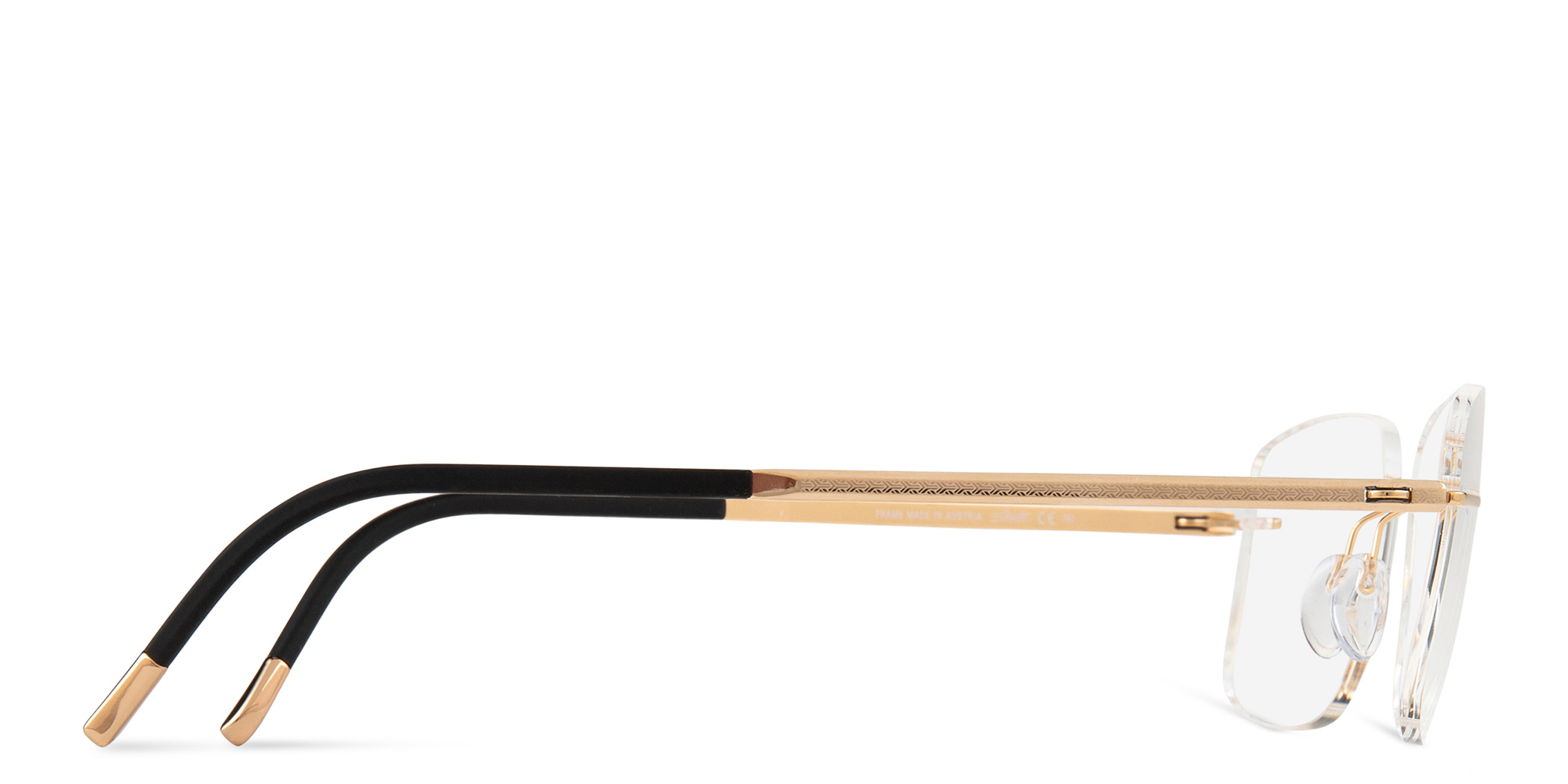 Shop Silhouette Rimless Wide Square Eyeglasses in Gold online.