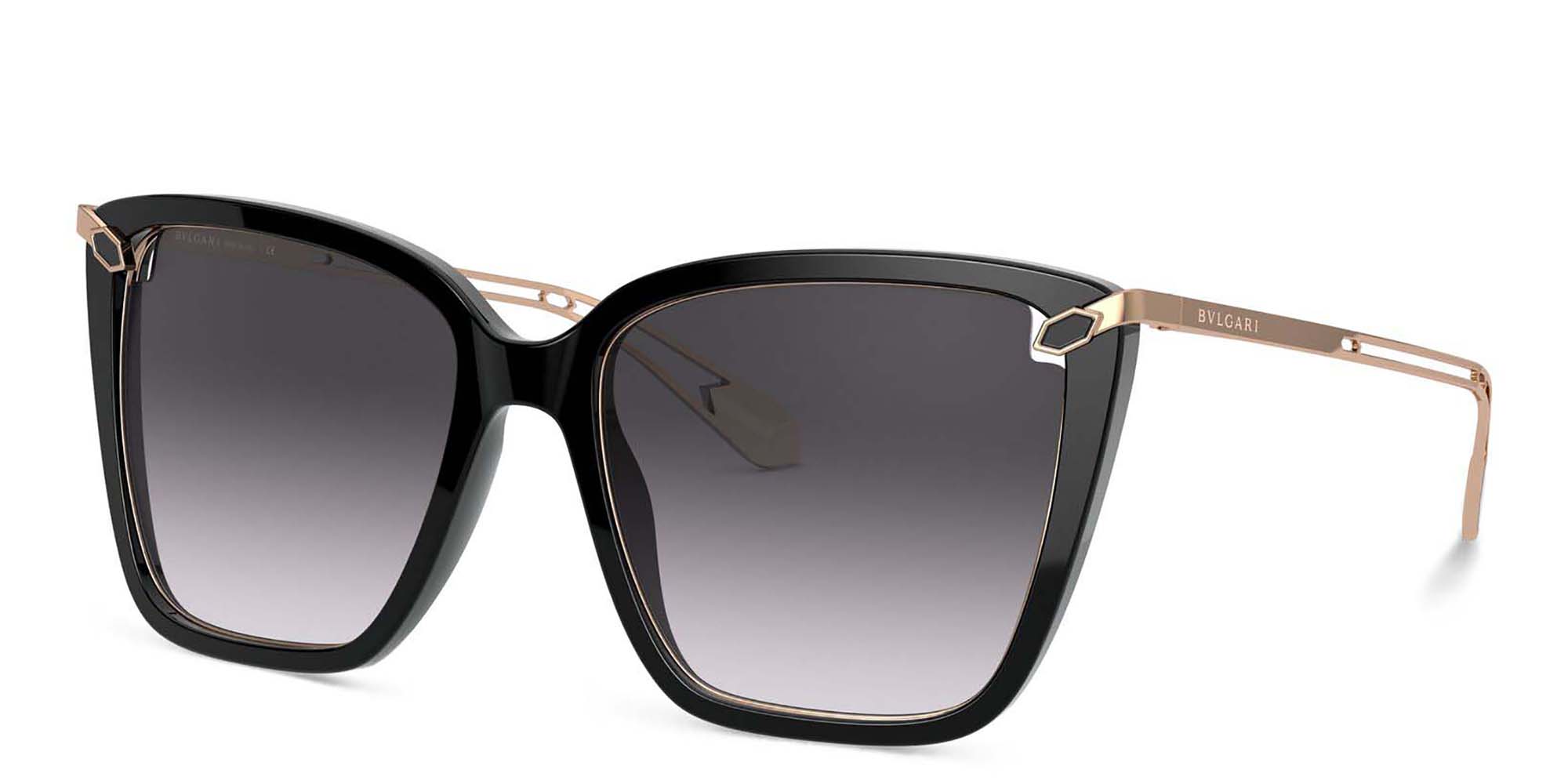 نظارة شمسية بإطار كات آي من بولغري بلون أسود - صورة المنتج 2
