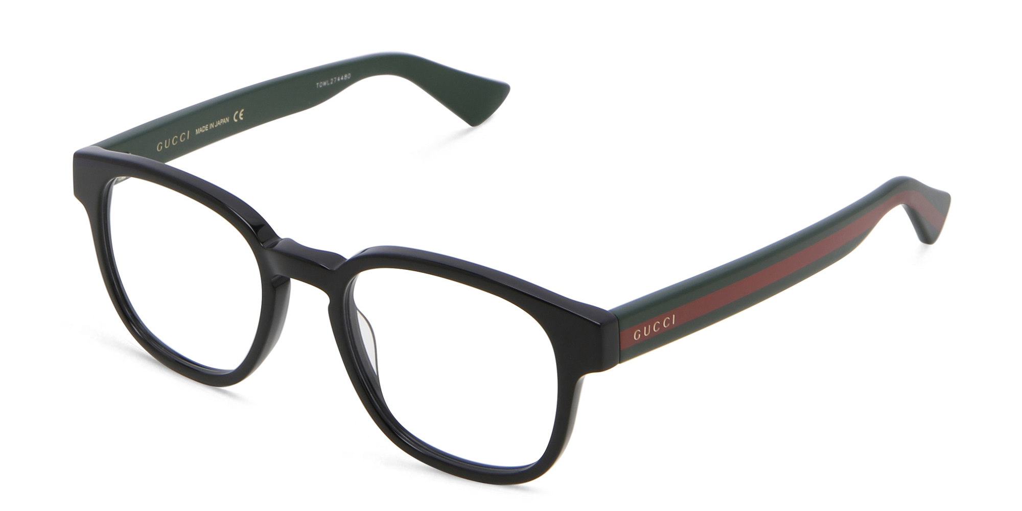 Shop GUCCI Square Eyeglasses in Black online.