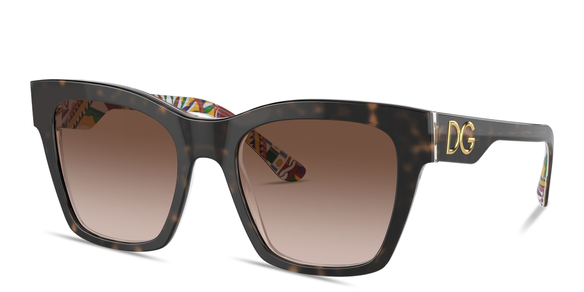 Shop Dolce & Gabbana DG Motif Square Sunglasses in Havana online.