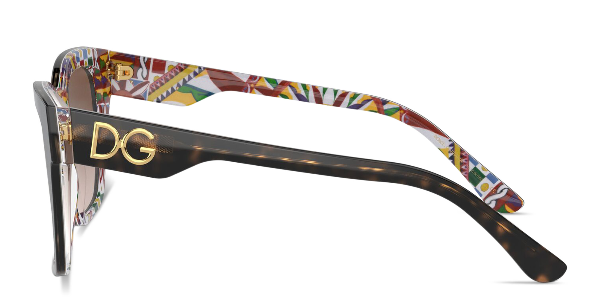 Shop Dolce & Gabbana DG Motif Square Sunglasses in Havana online.