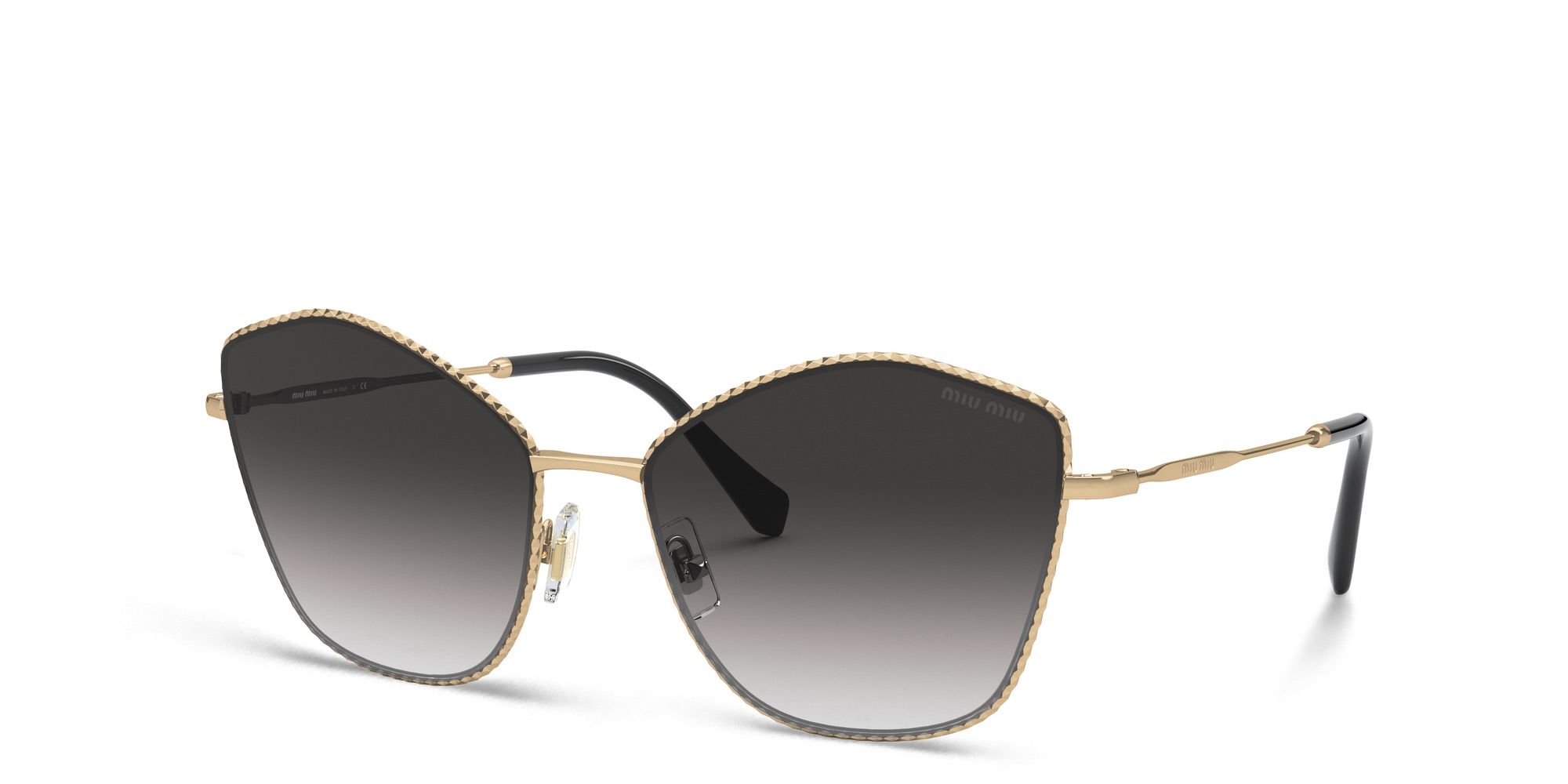 Shop MIU MIU Cat Eye Sunglasses in Antique Gold online.