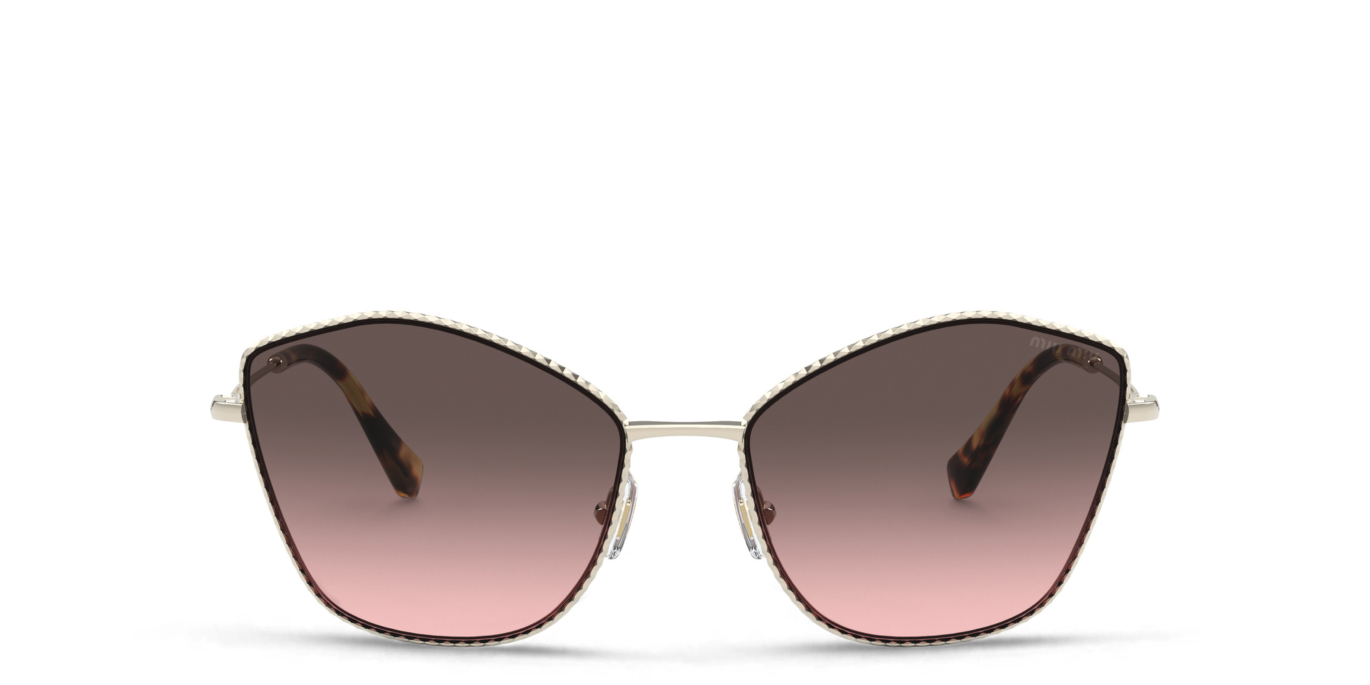 نظارة شمسية بإطار كات آي من ميو ميو بلون ذهبي فاتح - صورة المنتج 1