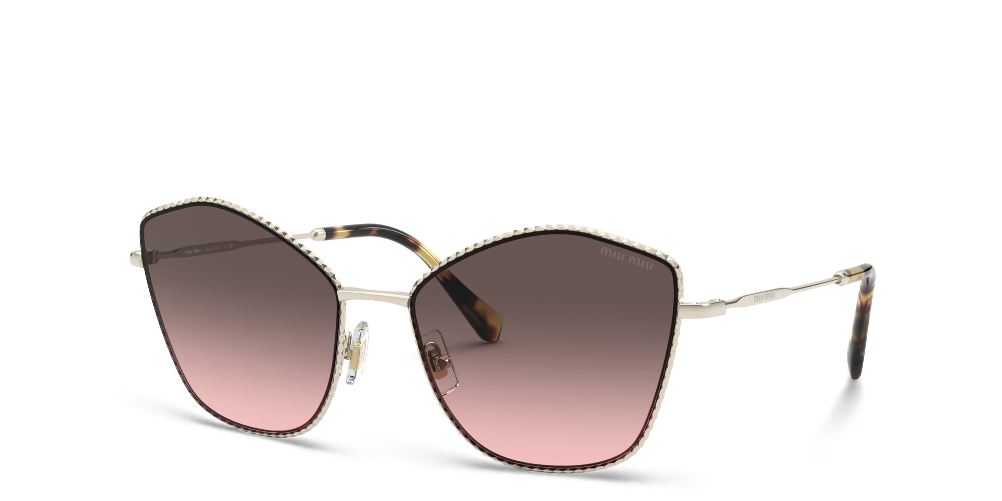 نظارة شمسية بإطار كات آي من ميو ميو بلون ذهبي فاتح - صورة المنتج 2