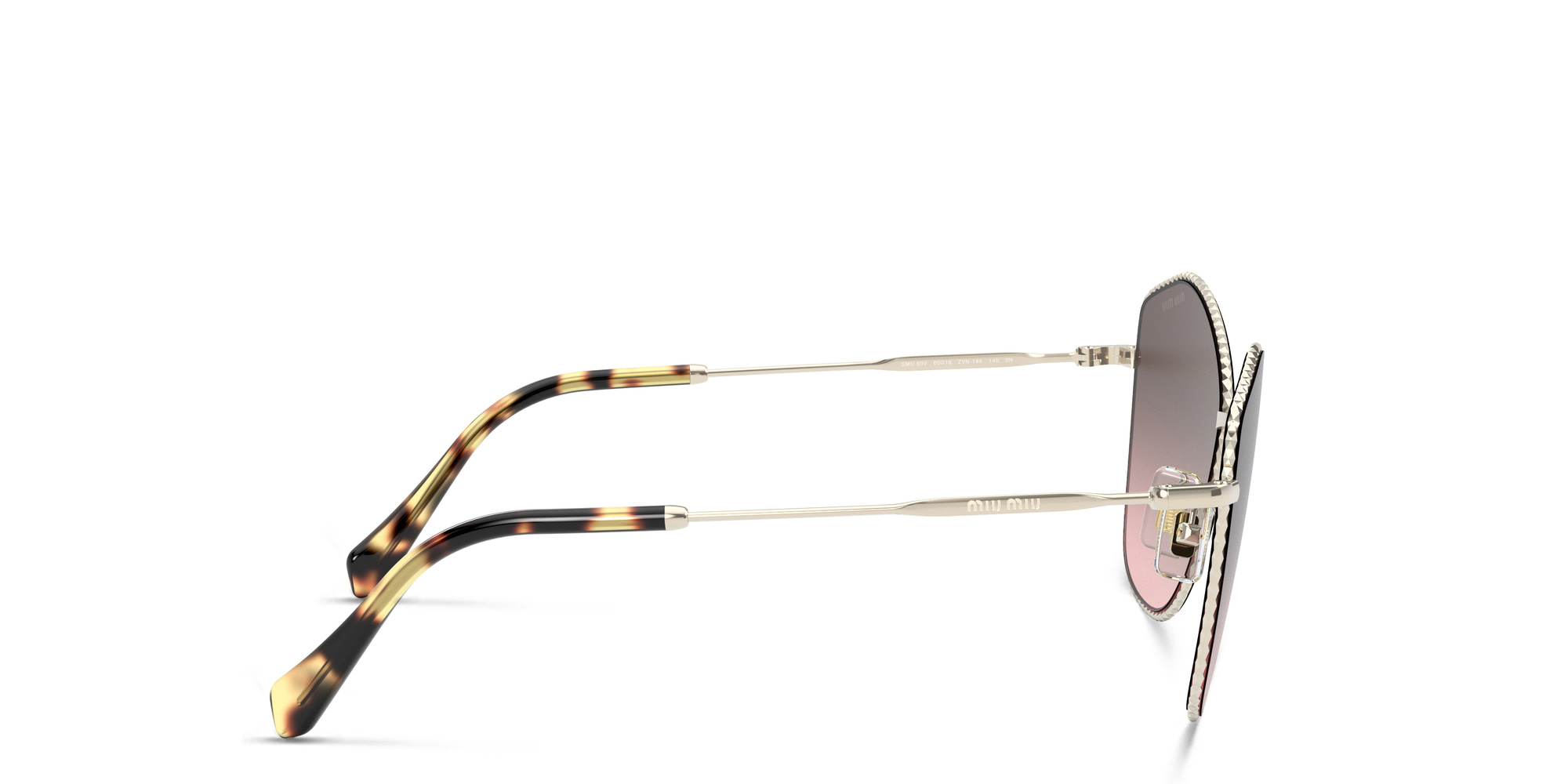 نظارة شمسية بإطار كات آي من ميو ميو بلون ذهبي فاتح - صورة المنتج 3