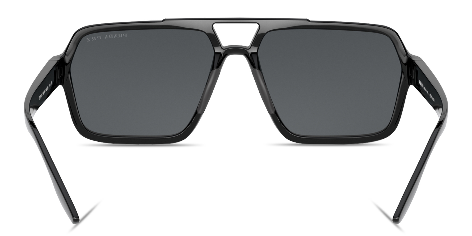 Shop Prada Linea Rossa Logo Signature Rectangle Sunglasses in Black online.