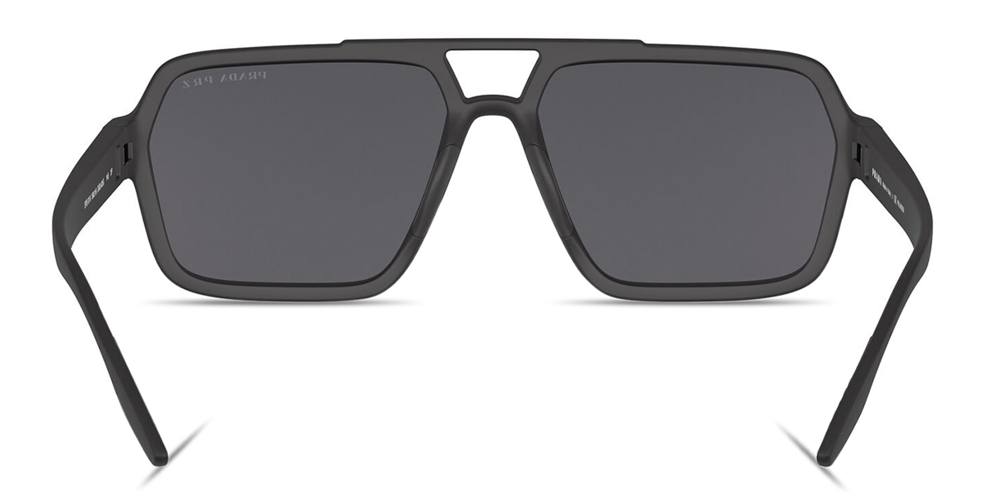 Shop Prada Linea Rossa Logo Signature Wide Rectangle Sunglasses in Black online.