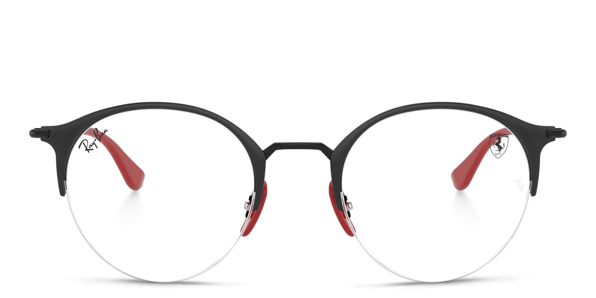 Ray-Ban Ferrari Unisex Half-Rim Round Eyeglasses in Black – Product Photo 1