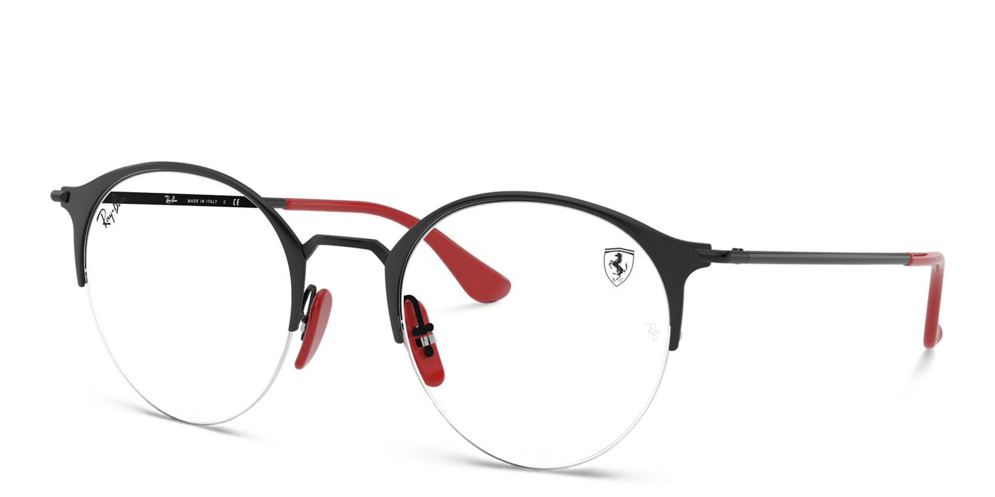 Ray-Ban Ferrari Unisex Half-Rim Round Eyeglasses in Black – Product Photo 2