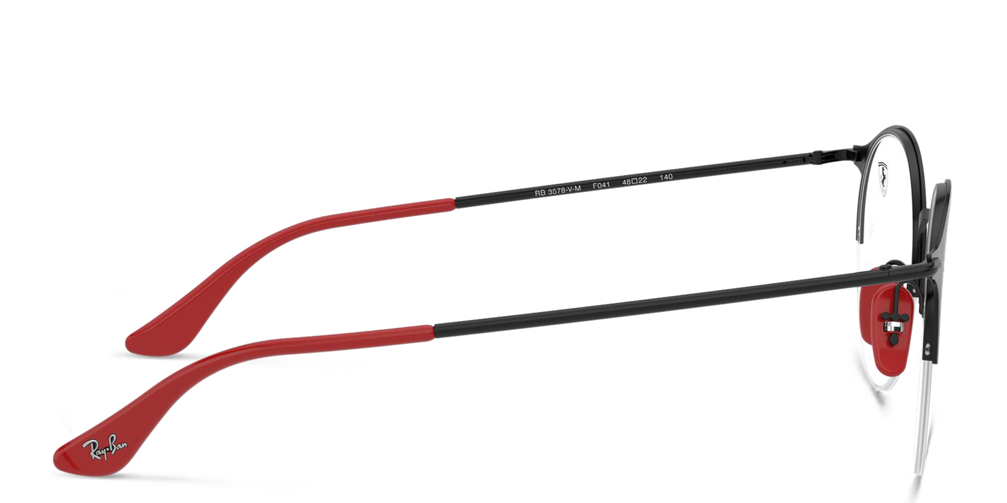 Ray-Ban Ferrari Unisex Half-Rim Round Eyeglasses in Black – Product Photo 3