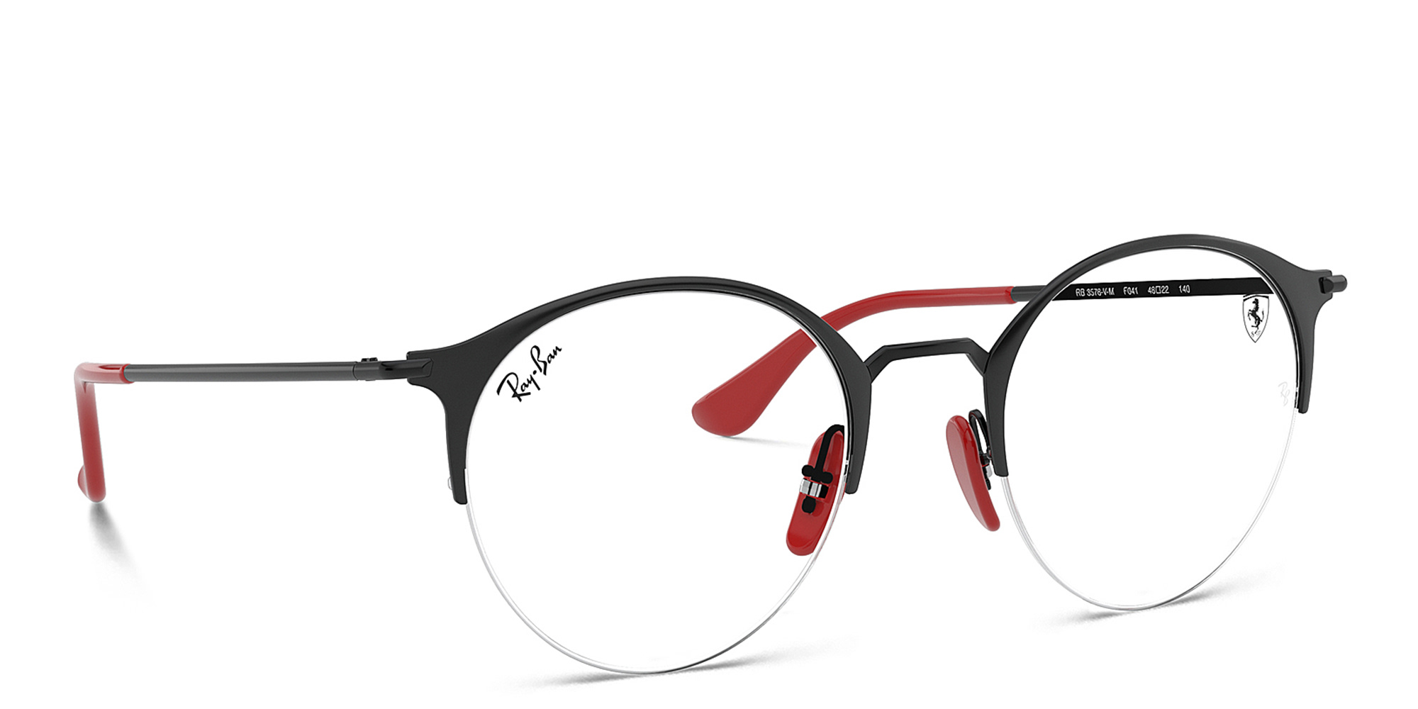 Ray-Ban Ferrari Unisex Half-Rim Round Eyeglasses in Black – Product Photo 4
