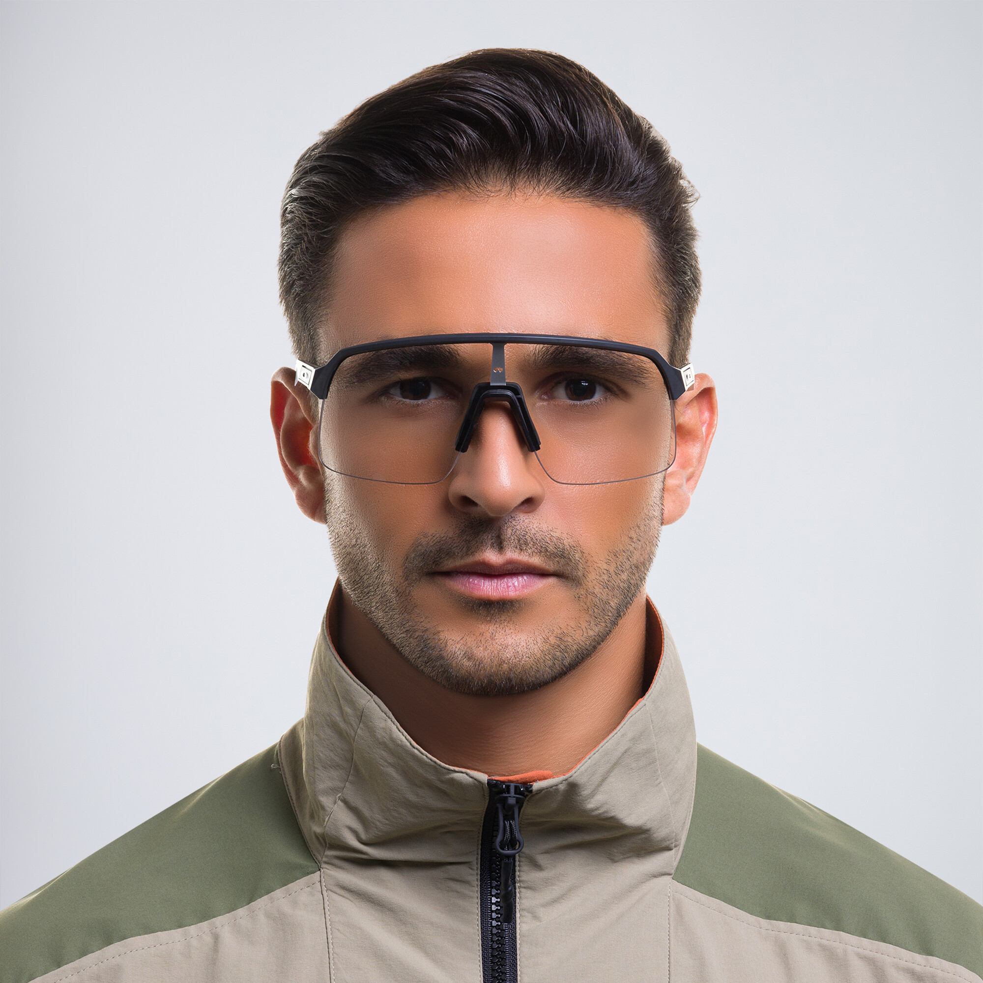 Shop Oakley Sutro Lite Half-Rim Rectangle Sunglasses in Black online.