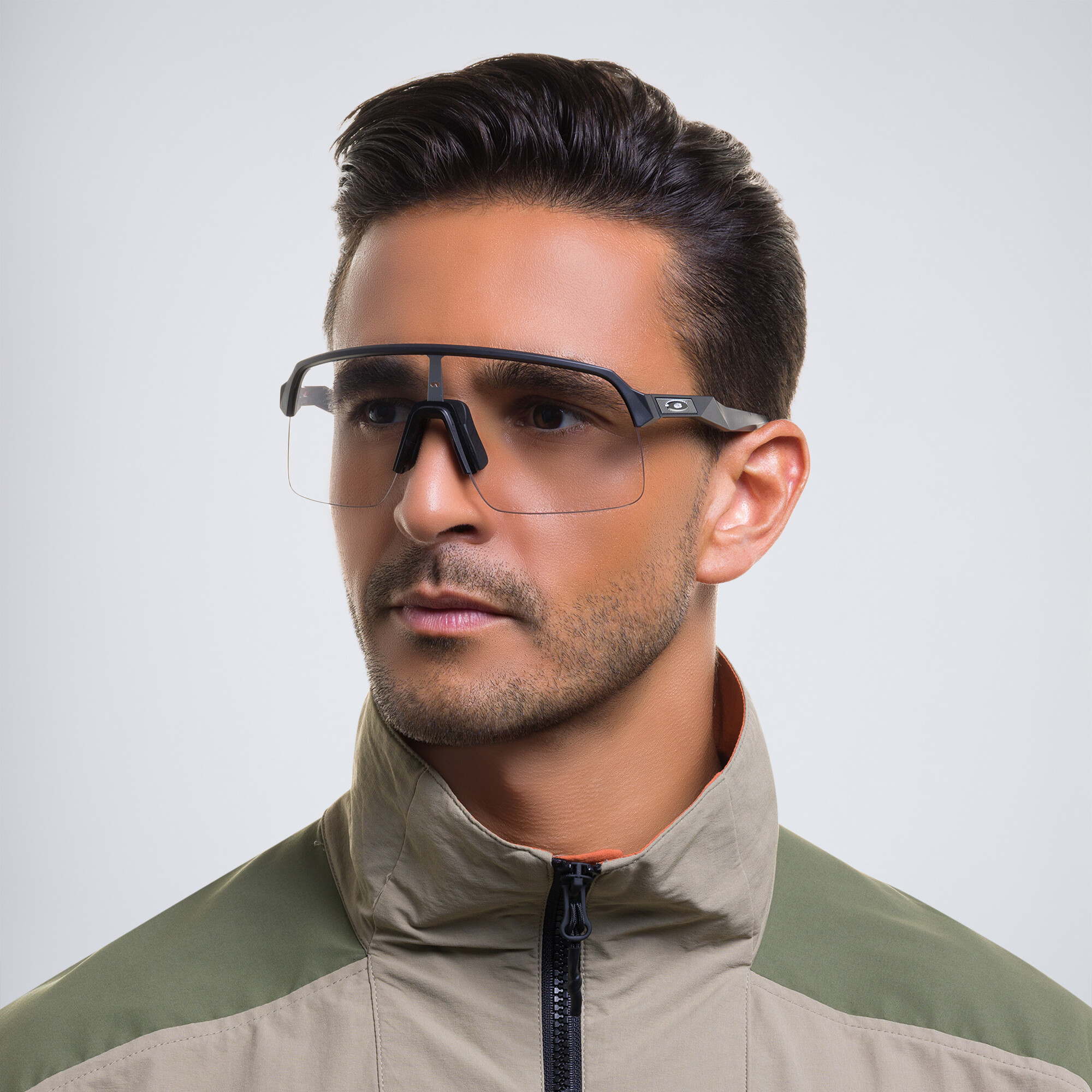 Shop Oakley Sutro Lite Half-Rim Rectangle Sunglasses in Black online.