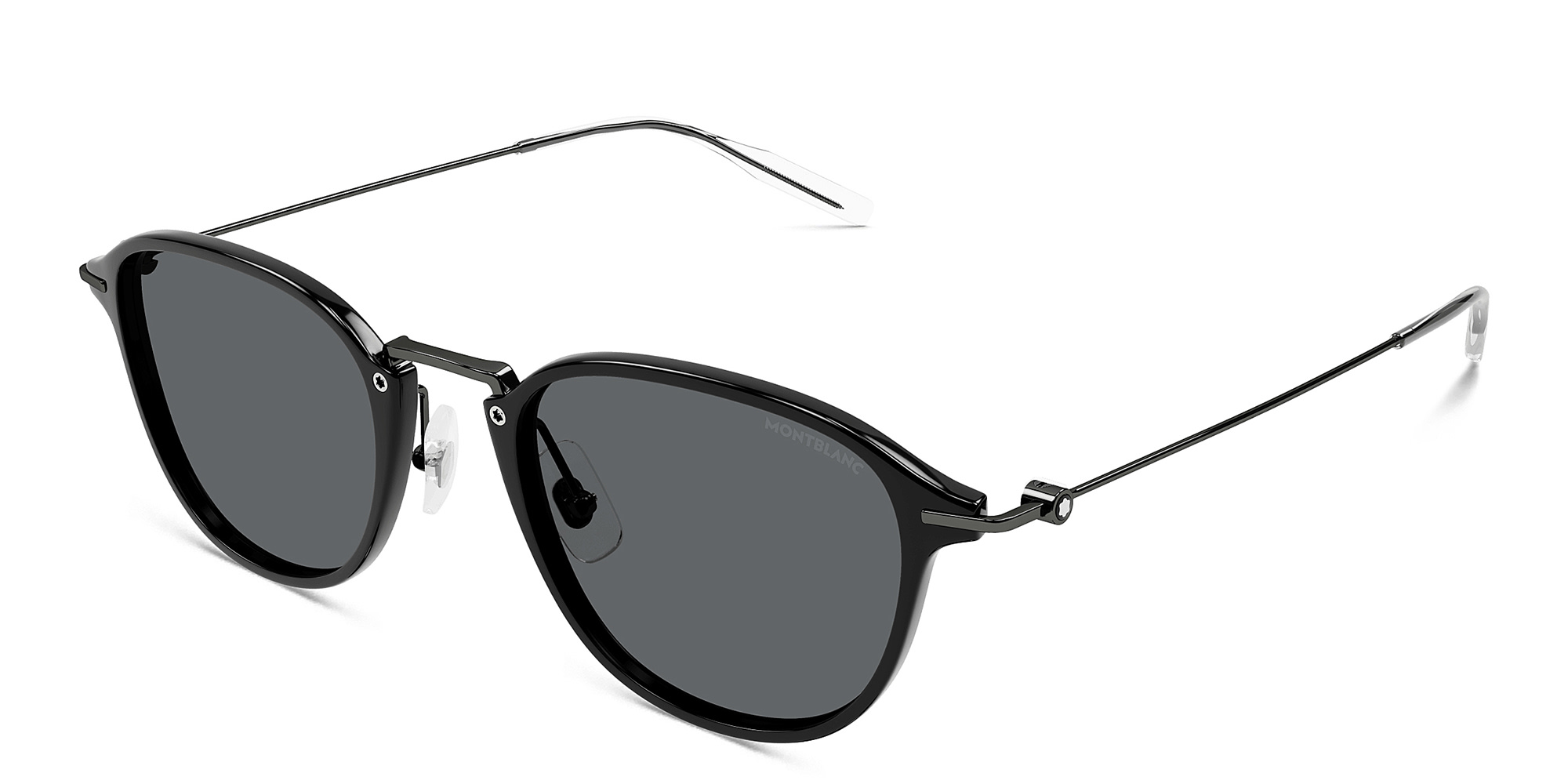 Shop MONTBLANC Snowcap Panthos Sunglasses in Black online.