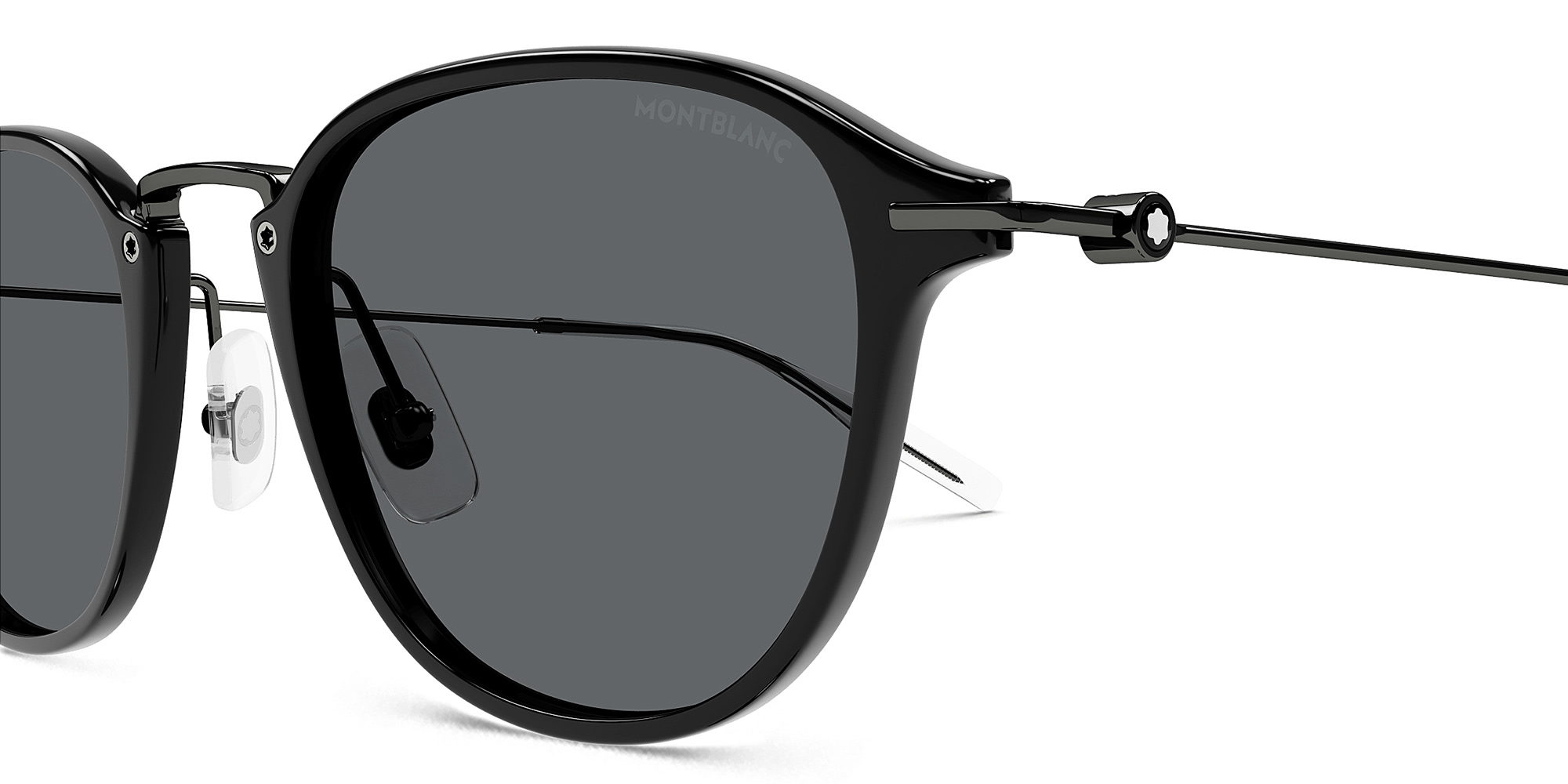 Shop MONTBLANC Snowcap Panthos Sunglasses in Black online.