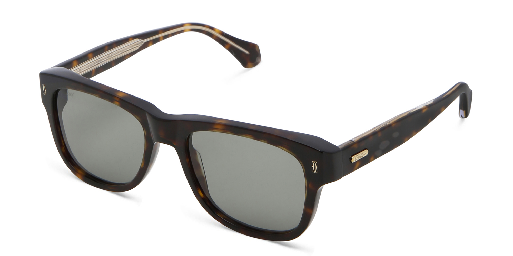 Shop Cartier Signature C de Cartier Rectangle Sunglasses in Havana online.