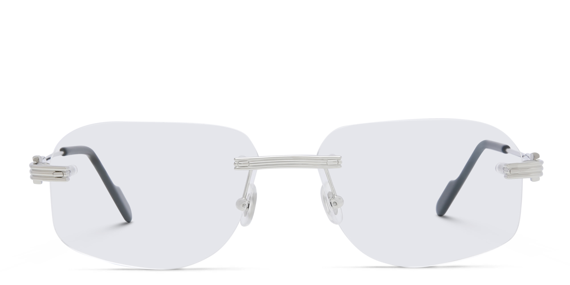 Shop Cartier Première de Cartier Rimless Wide Eyeglasses in Silver online.