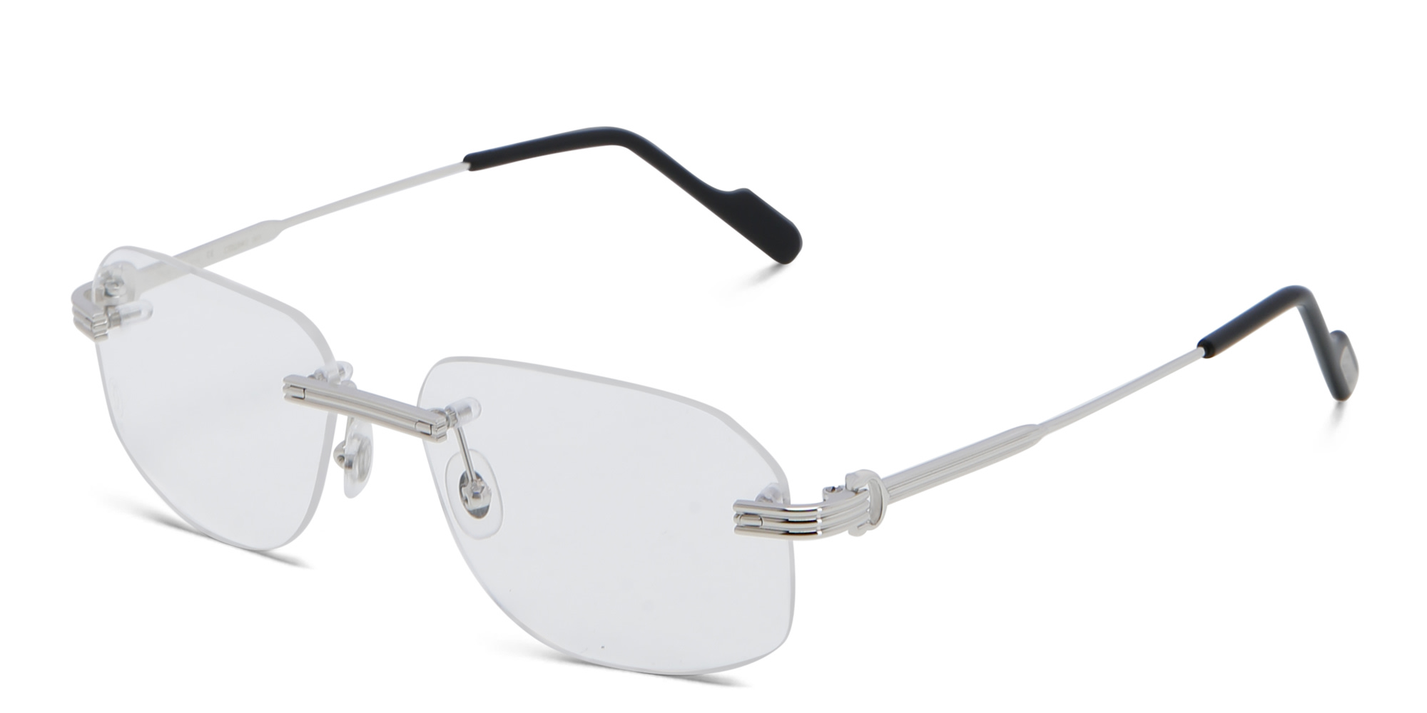 Shop Cartier Première de Cartier Rimless Wide Eyeglasses in Silver online.