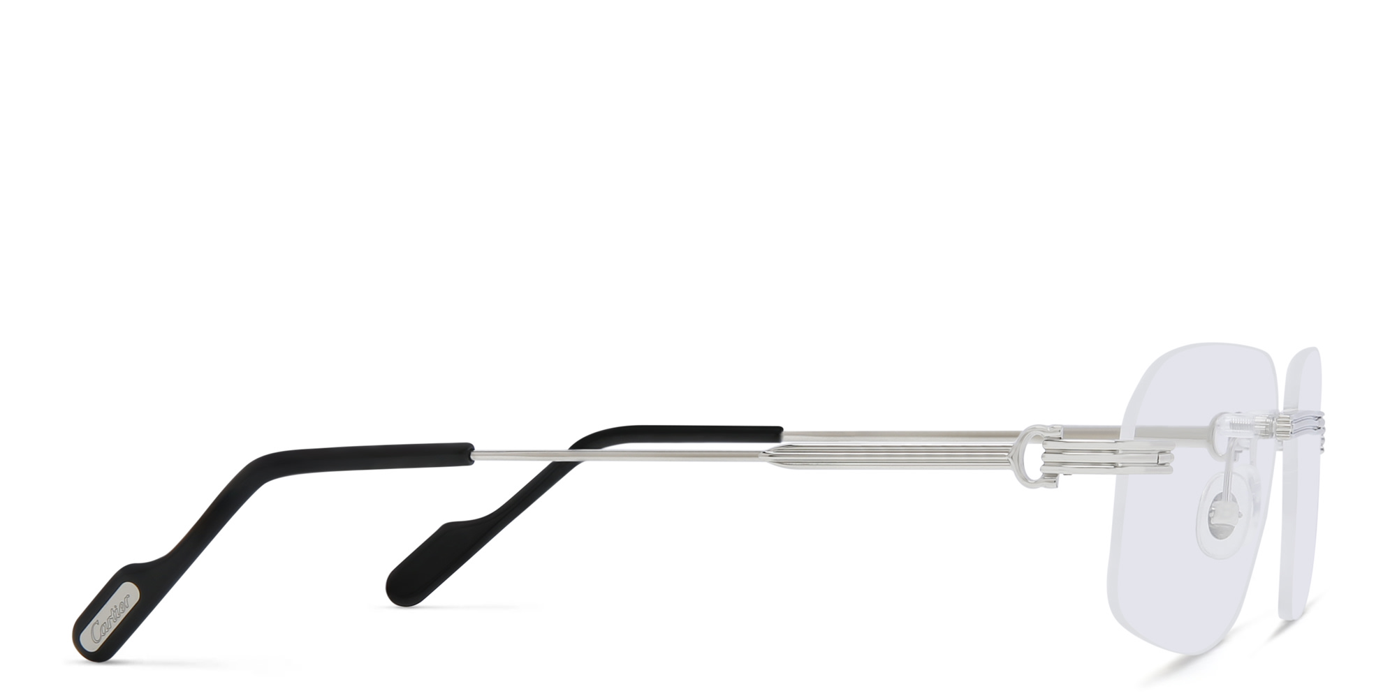 Shop Cartier Première de Cartier Rimless Wide Eyeglasses in Silver online.