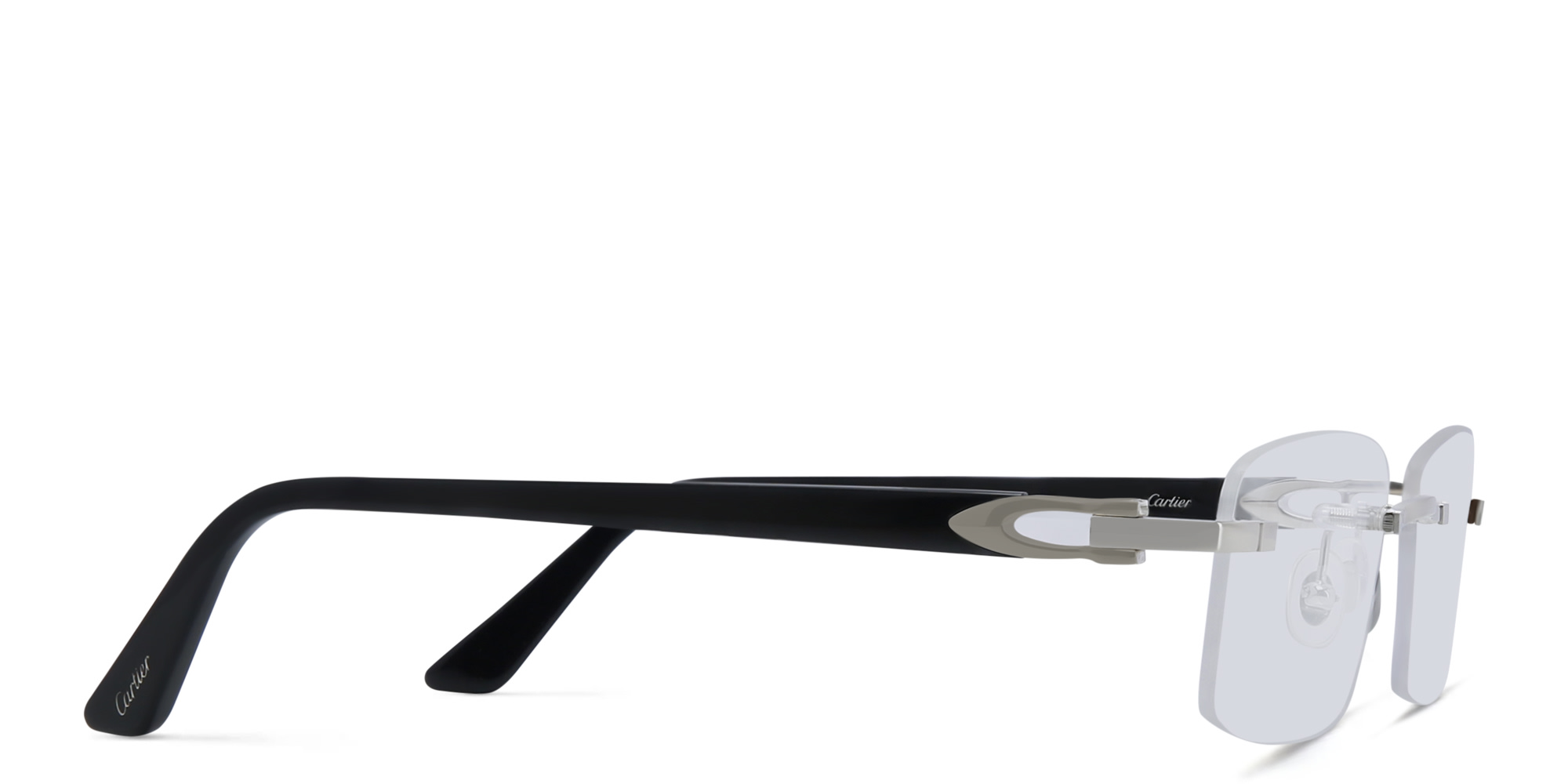 Cartier Signature 'C'de Cartier Rimless Eyeglasses in Silver/Blue – Product Photo 3