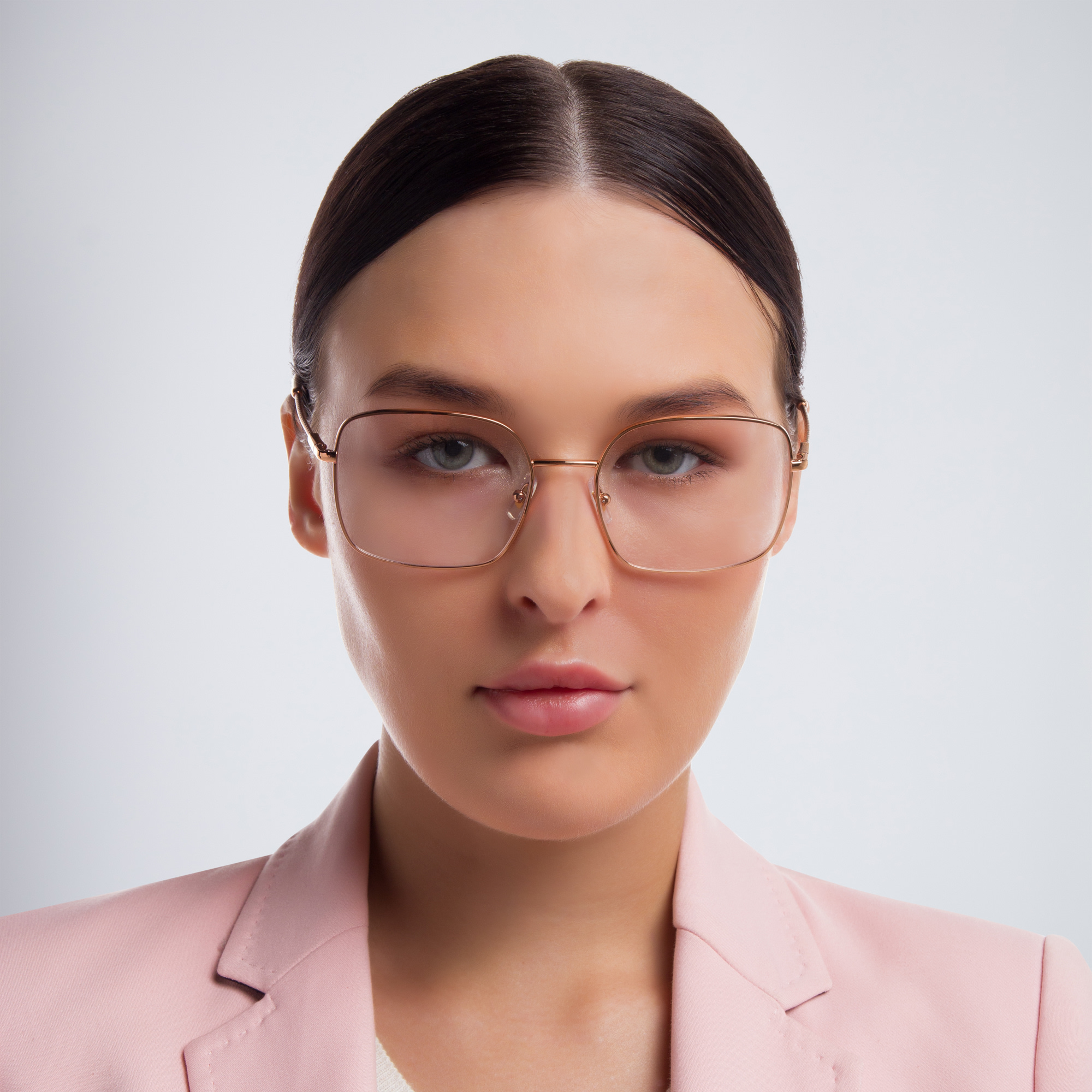 MIU MIU Wide Square Eyeglasses in Pink Gold – Product Photo 4