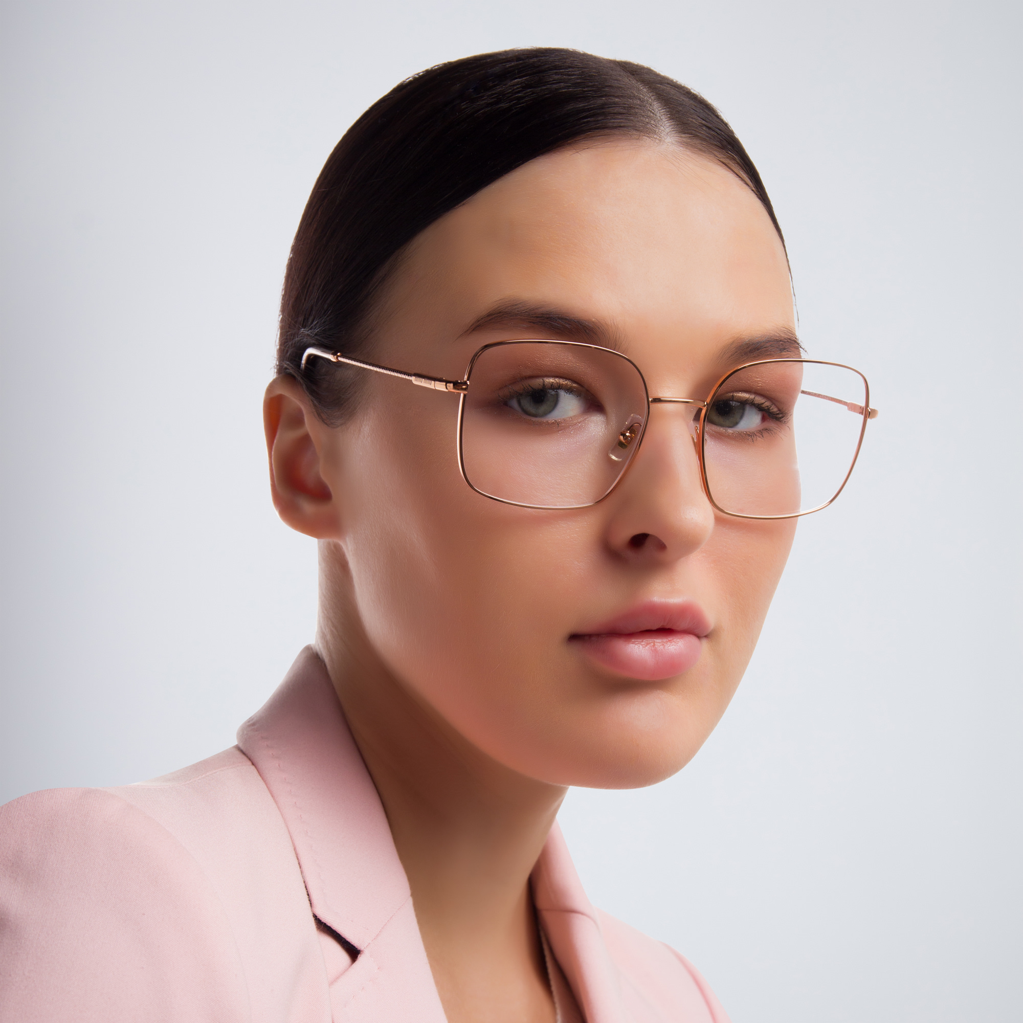 MIU MIU Wide Square Eyeglasses in Pink Gold – Product Photo 5