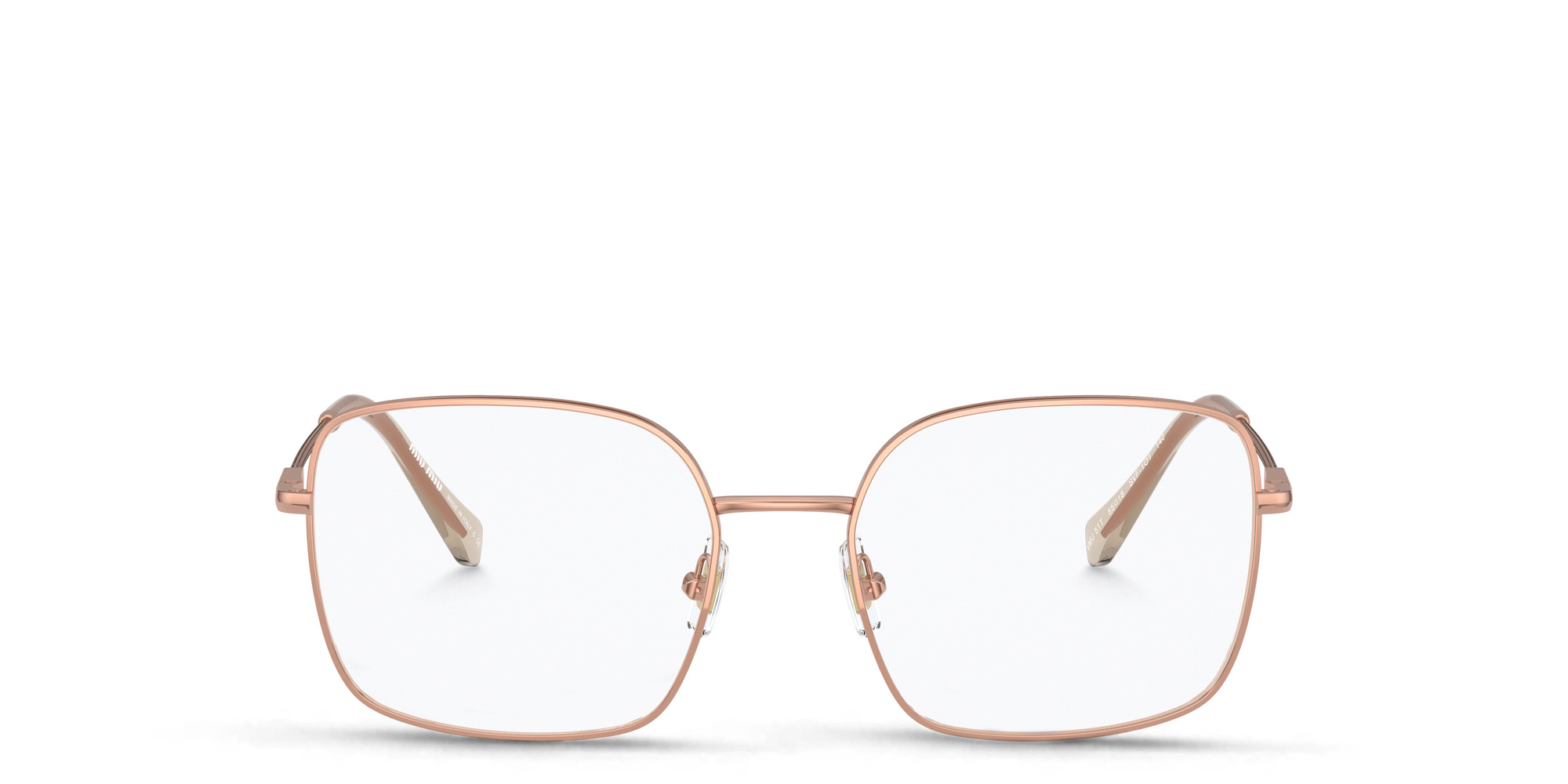 MIU MIU Wide Square Eyeglasses in Pink Gold – Product Photo 1