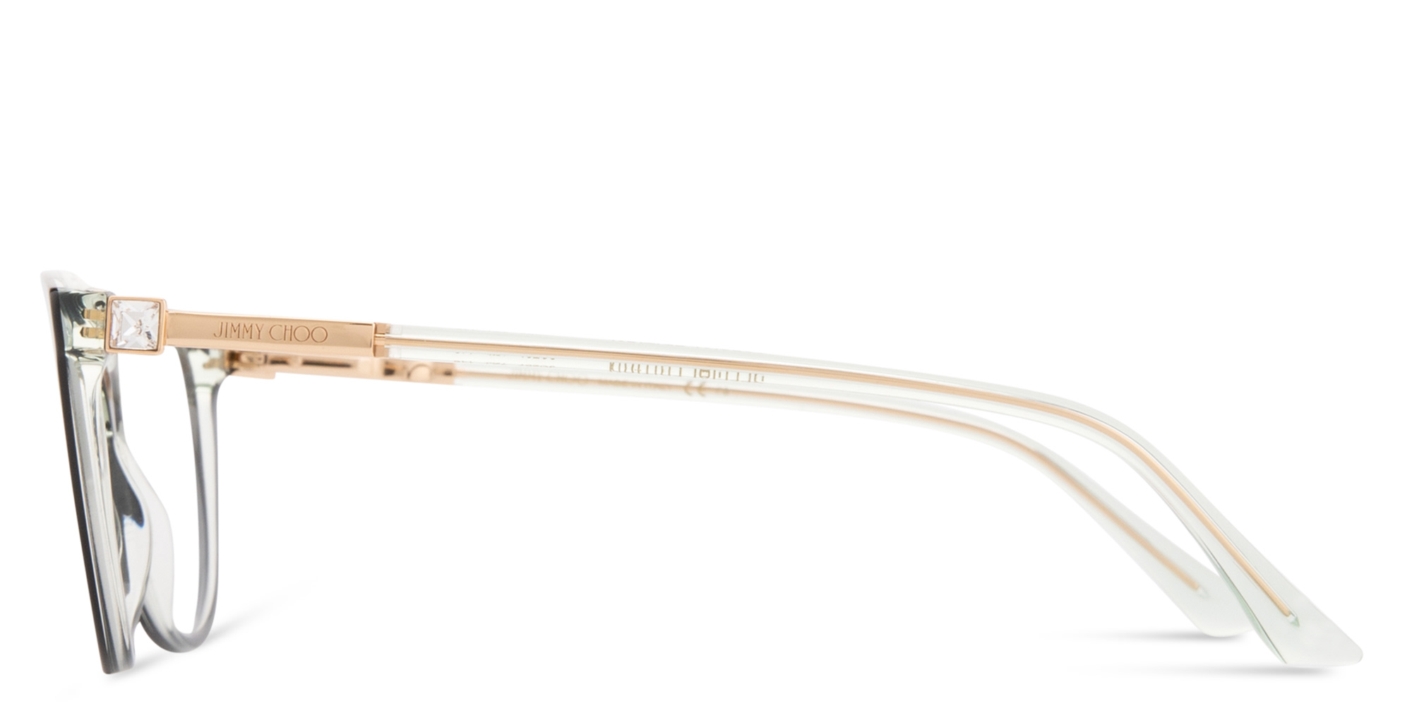 Shop JIMMY CHOO Rhinestone-Embellished Cat-Eye Eyeglasses in Black online.