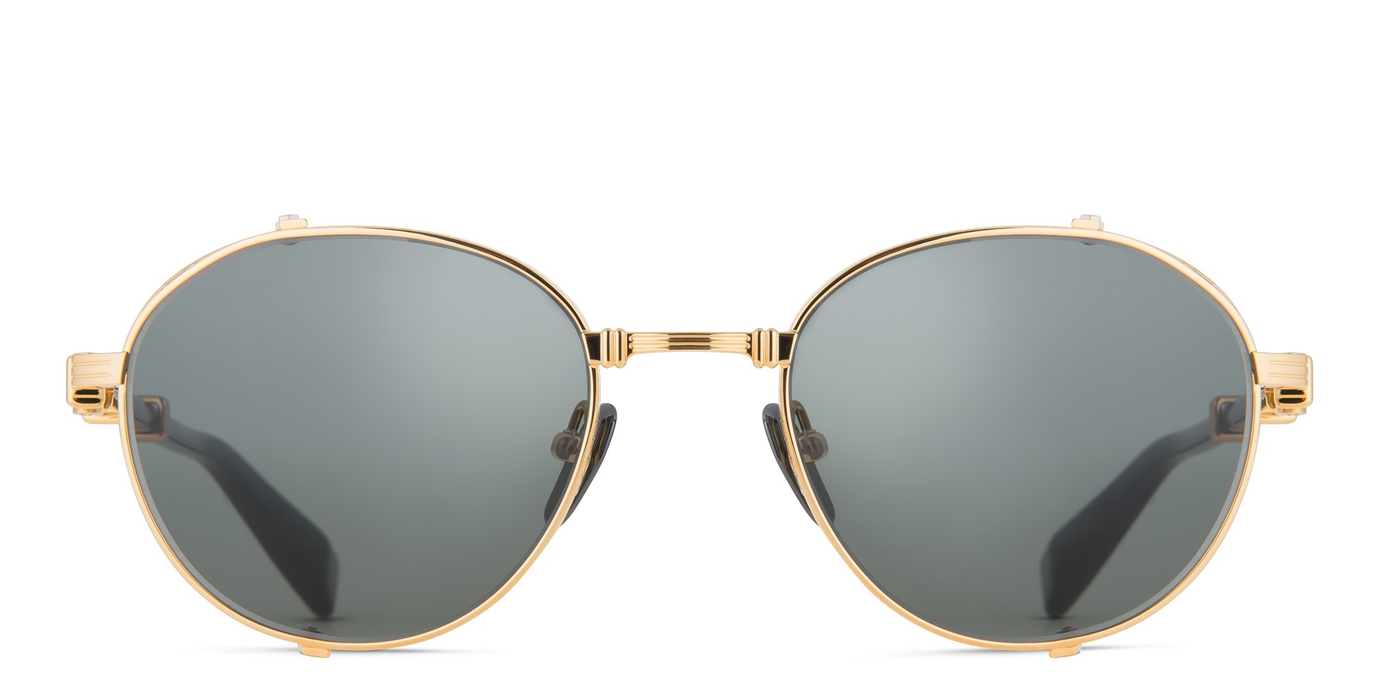 BALMAIN Brigade I Unisex Round Sunglasses in Gold – Product Photo 1
