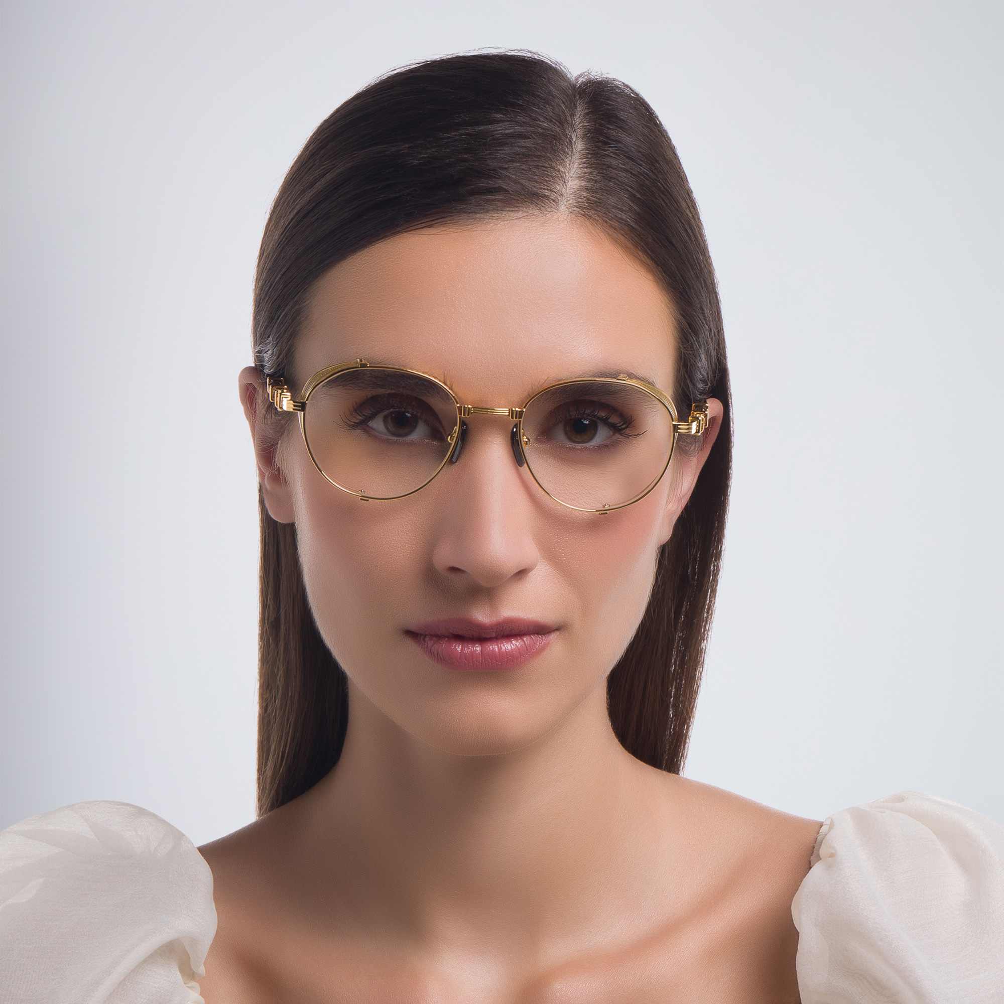 BALMAIN Brigade I Unisex Round Eyeglasses in Gold – Product Photo 5