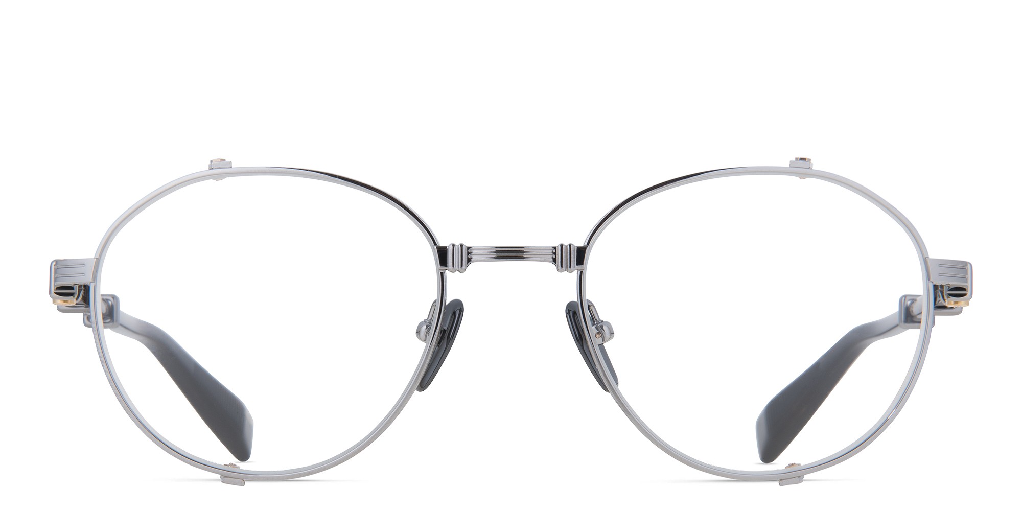 Shop BALMAIN Brigade I Unisex Round Eyeglasses in Silver online.