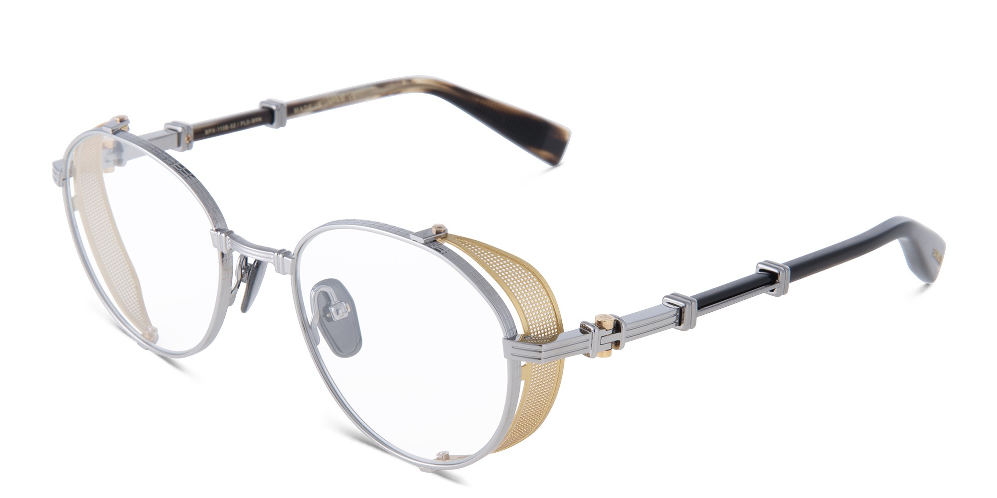 Shop BALMAIN Brigade I Unisex Round Eyeglasses in Silver online.