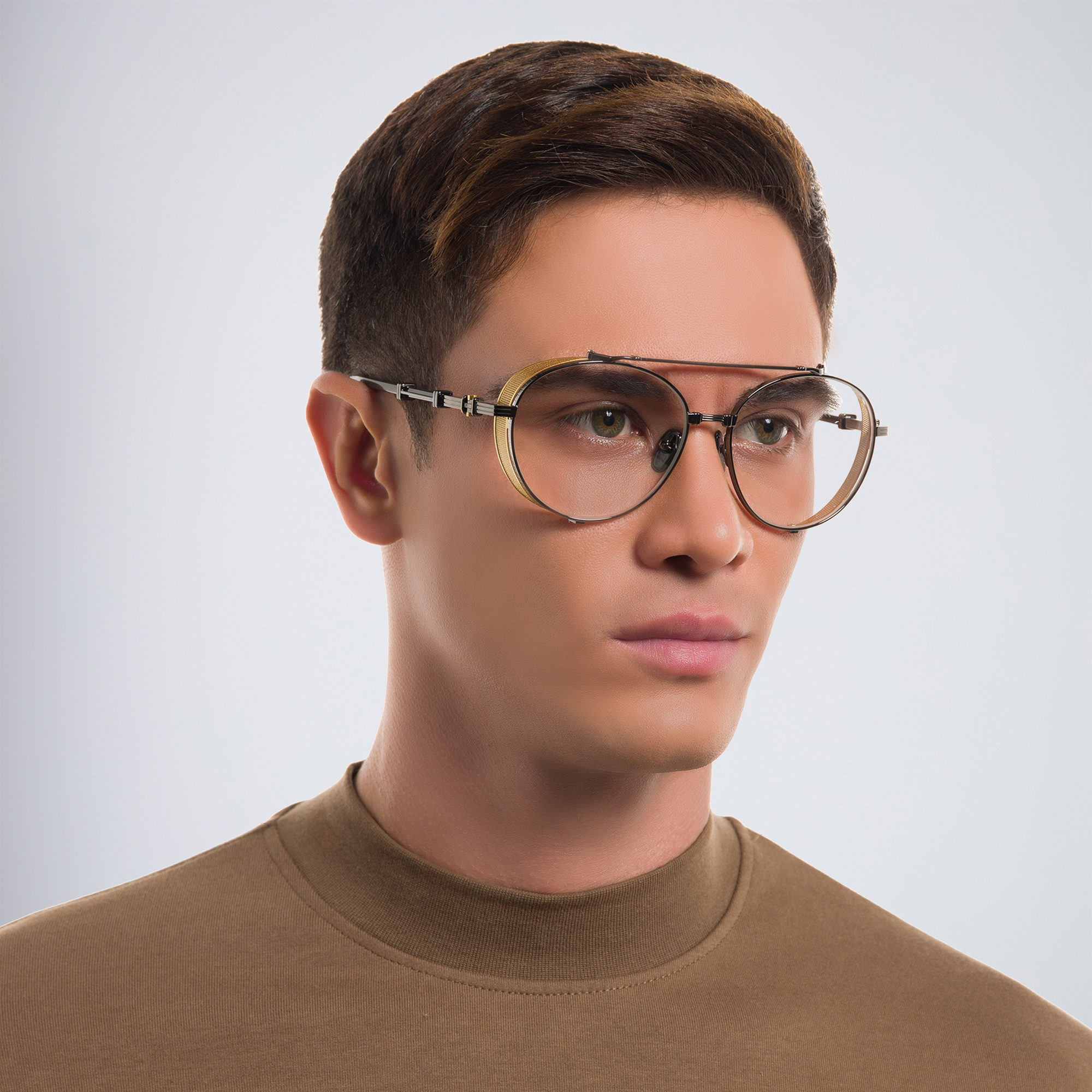 Shop BALMAIN Brigade II Unisex Round Eyeglasses Large in Grey online.