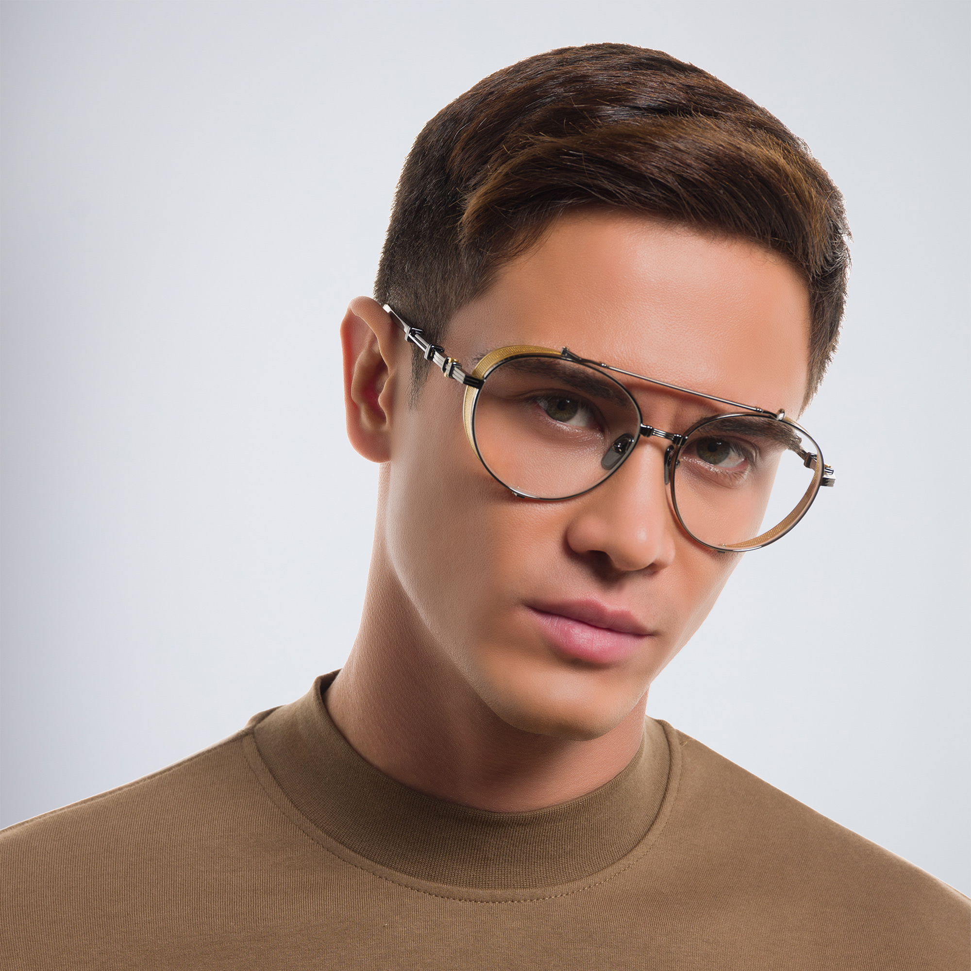 Shop BALMAIN Brigade II Unisex Round Eyeglasses Large in Grey online.