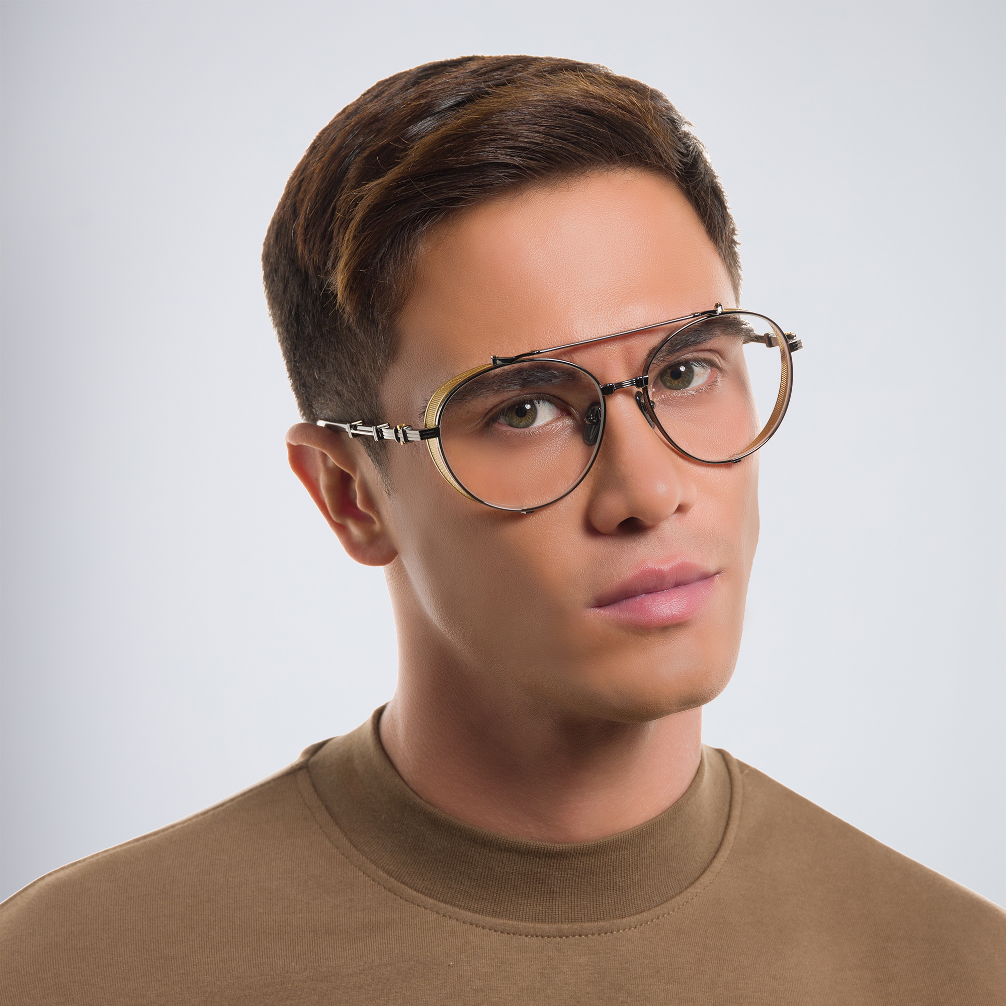 Shop BALMAIN Brigade II Unisex Round Eyeglasses Large in Grey online.