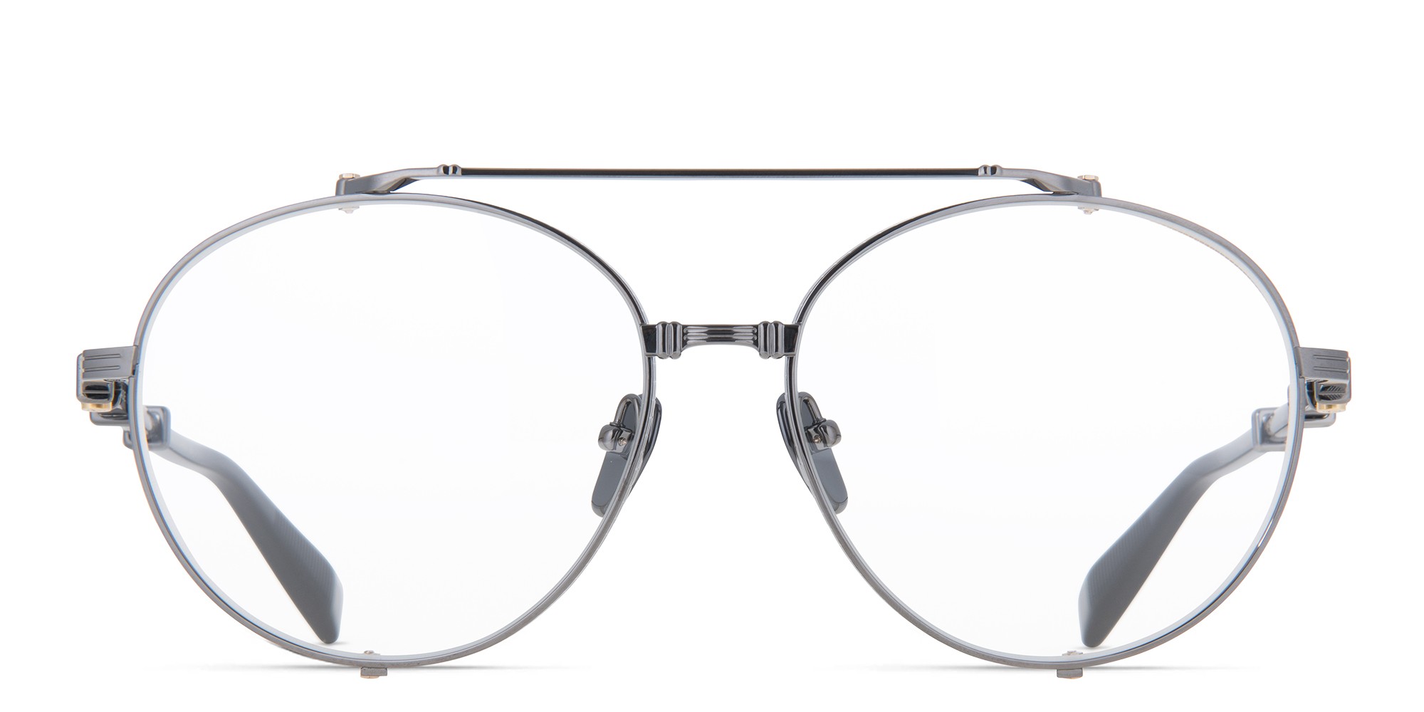 Shop BALMAIN Brigade II Unisex Round Eyeglasses Large in Grey online.