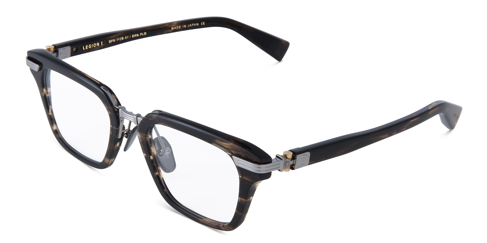 Shop BALMAIN Legion I Unisex Square Eyeglasses in Dark Brown online.