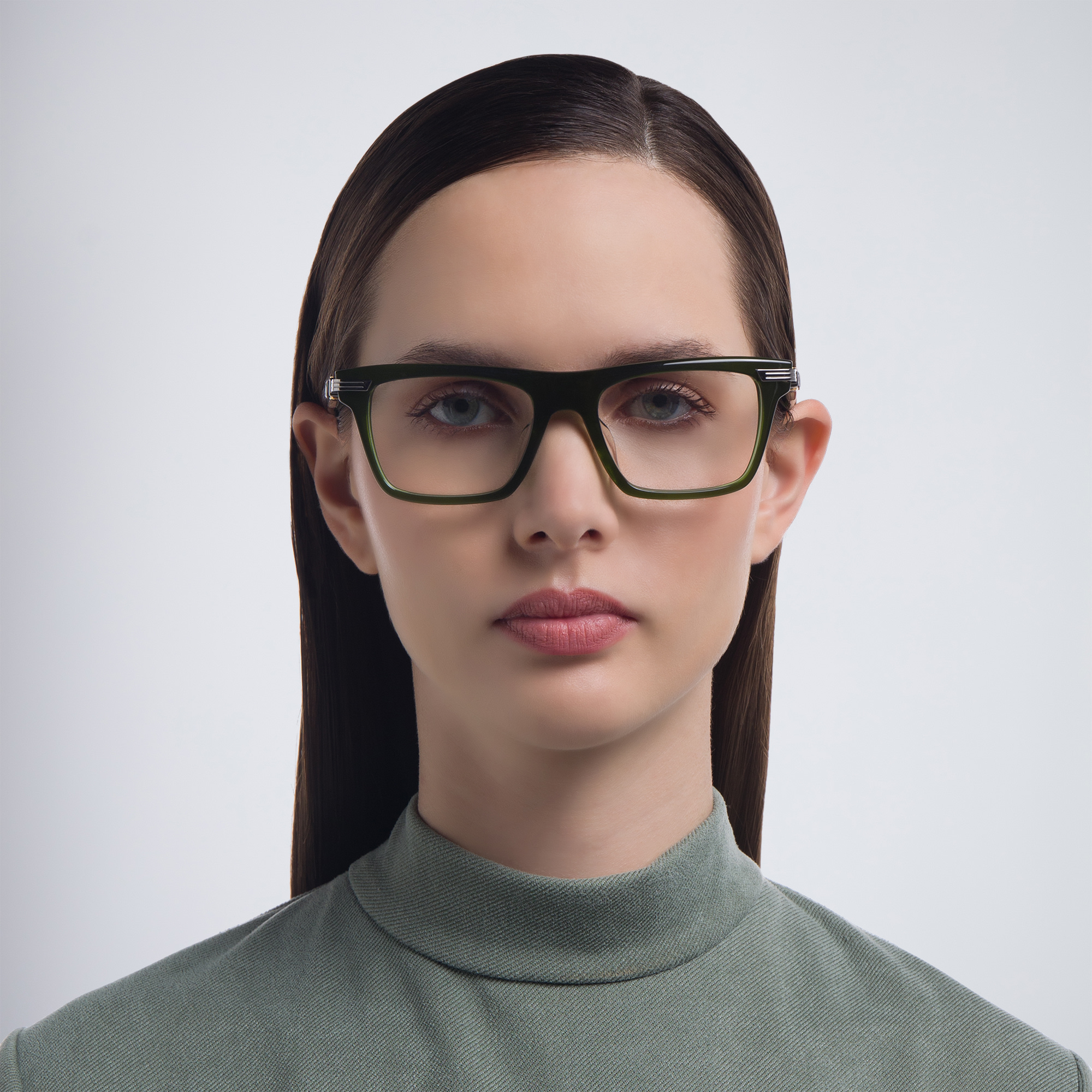 Shop BALMAIN Sentinelle I Unisex Square Eyeglasses in Green online.