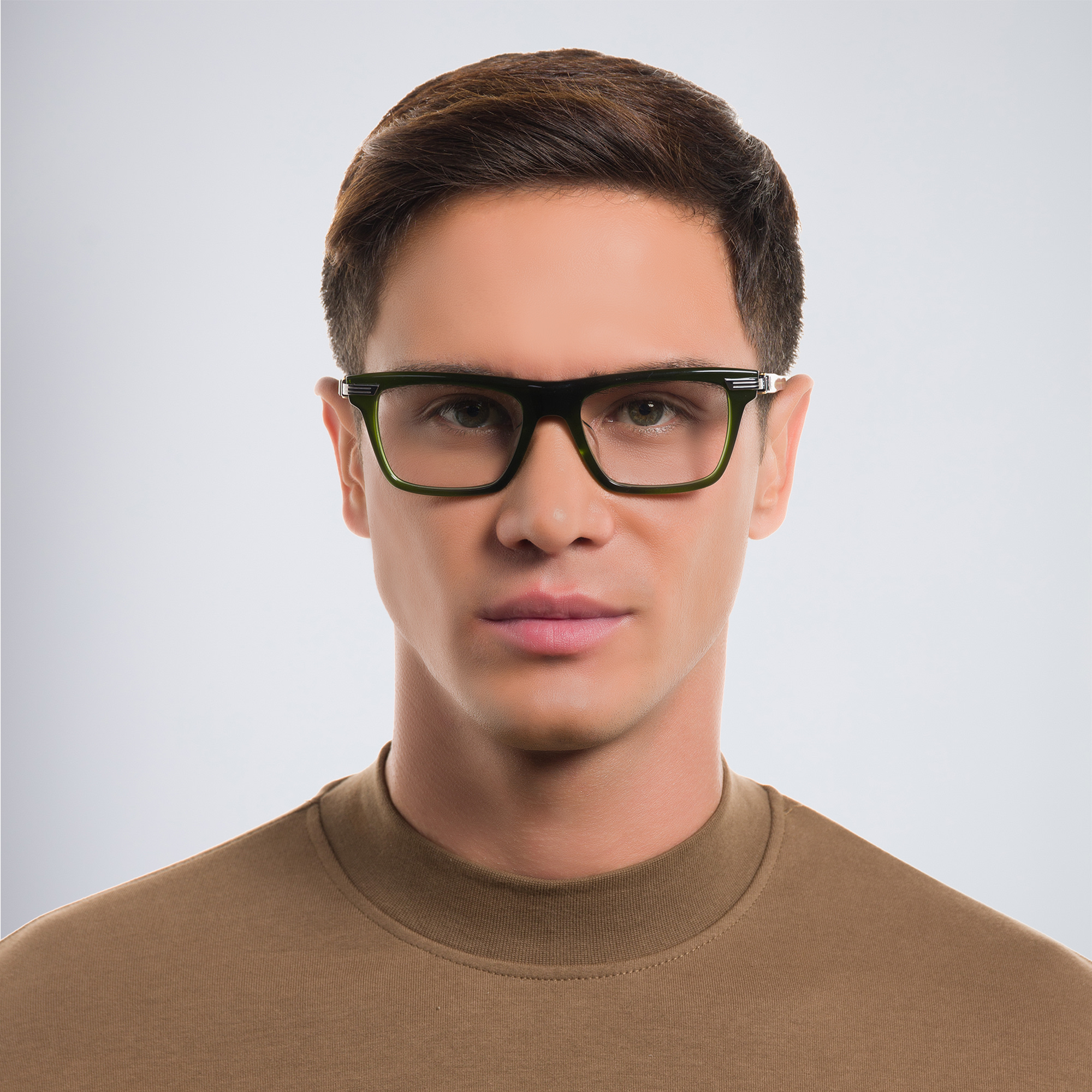 Shop BALMAIN Sentinelle I Unisex Square Eyeglasses in Green online.