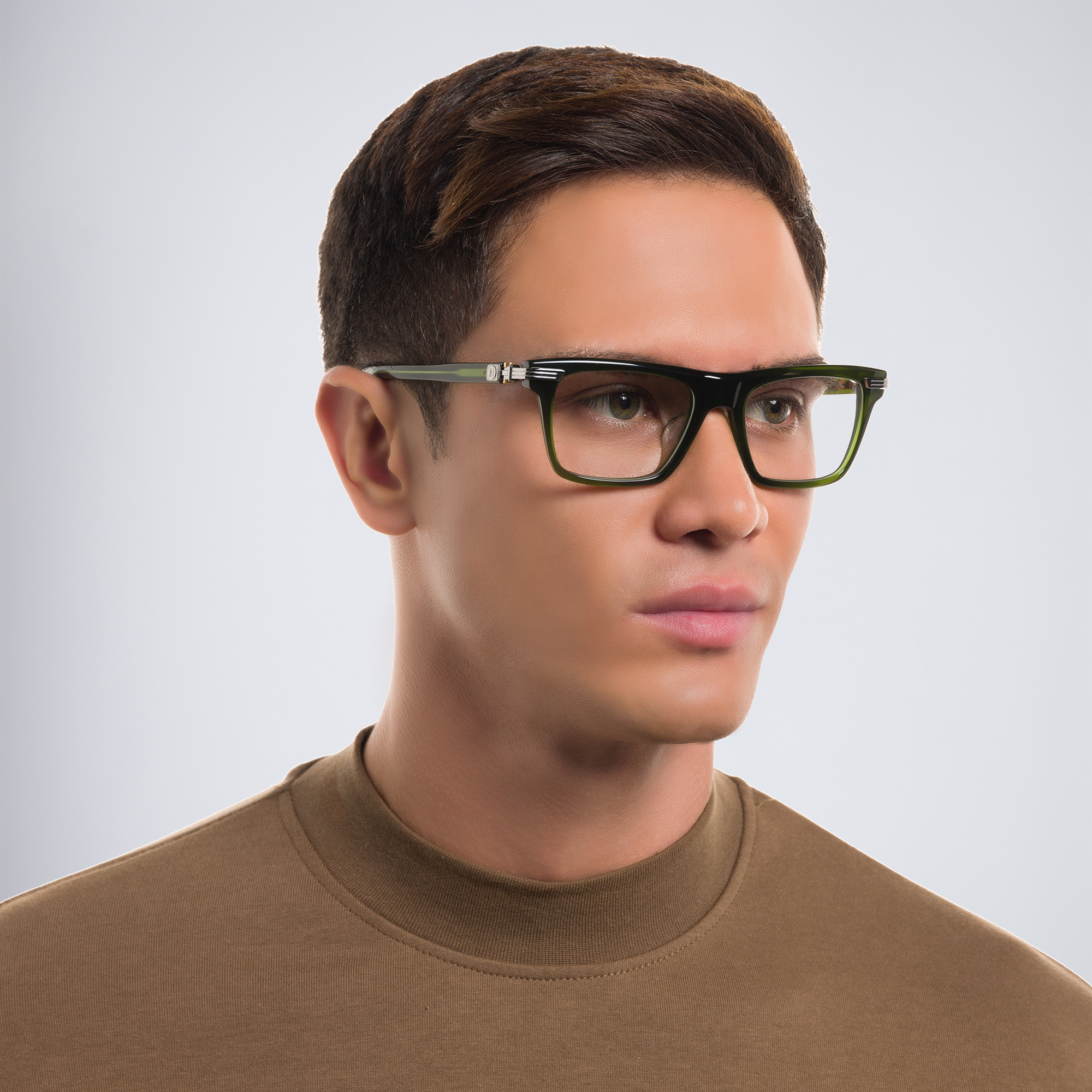 Shop BALMAIN Sentinelle I Unisex Square Eyeglasses in Green online.