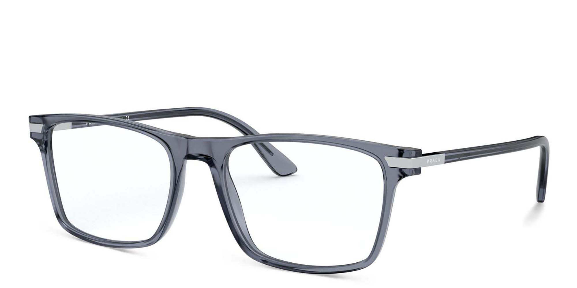 Shop PRADA Square Eyeglasses in Grey online.