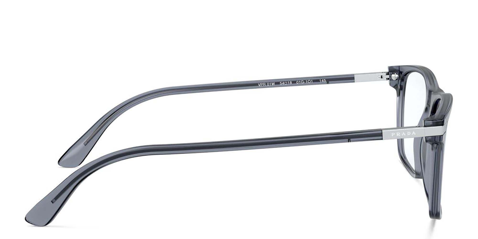 Shop PRADA Square Eyeglasses in Grey online.