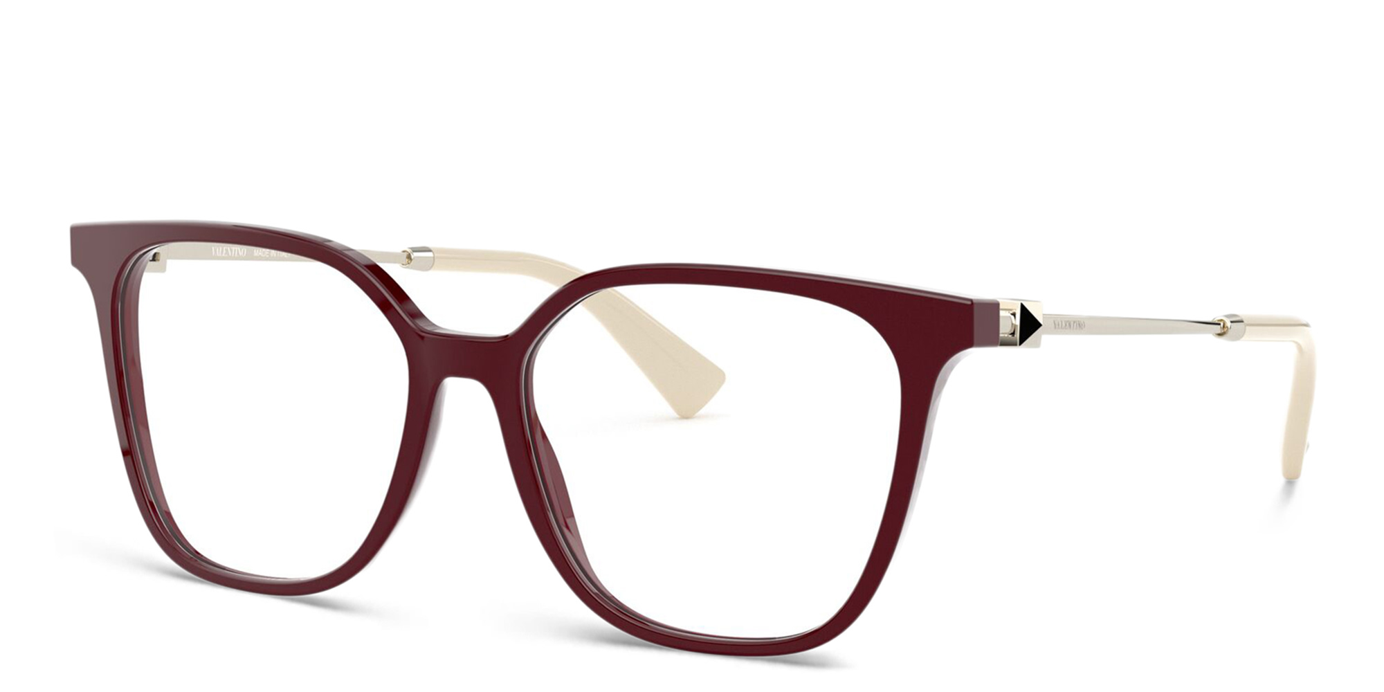VALENTINO Stud Square Eyeglasses in Burgundy – Product Photo 2