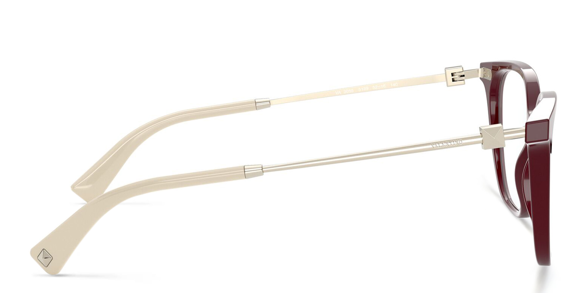 VALENTINO Stud Square Eyeglasses in Burgundy – Product Photo 3