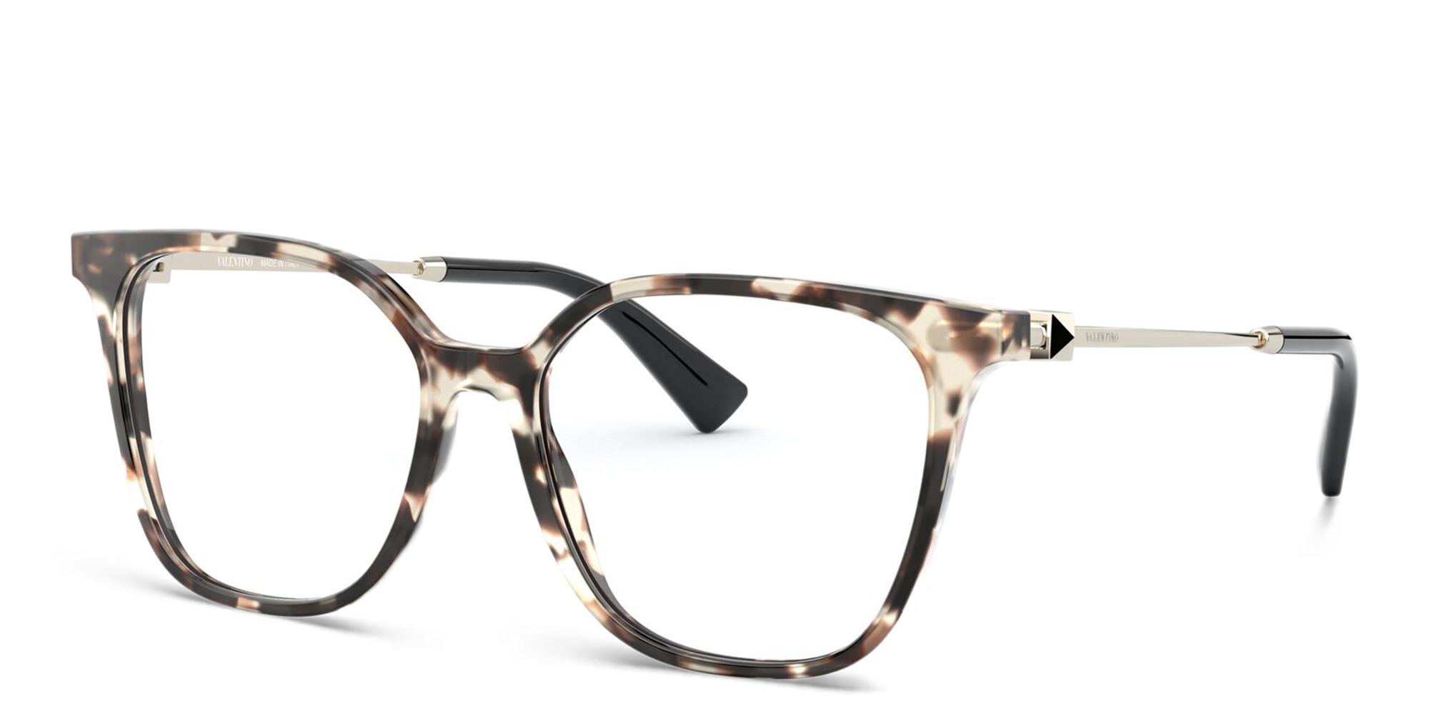 VALENTINO Stud Square Eyeglasses in Brown Havana – Product Photo 2