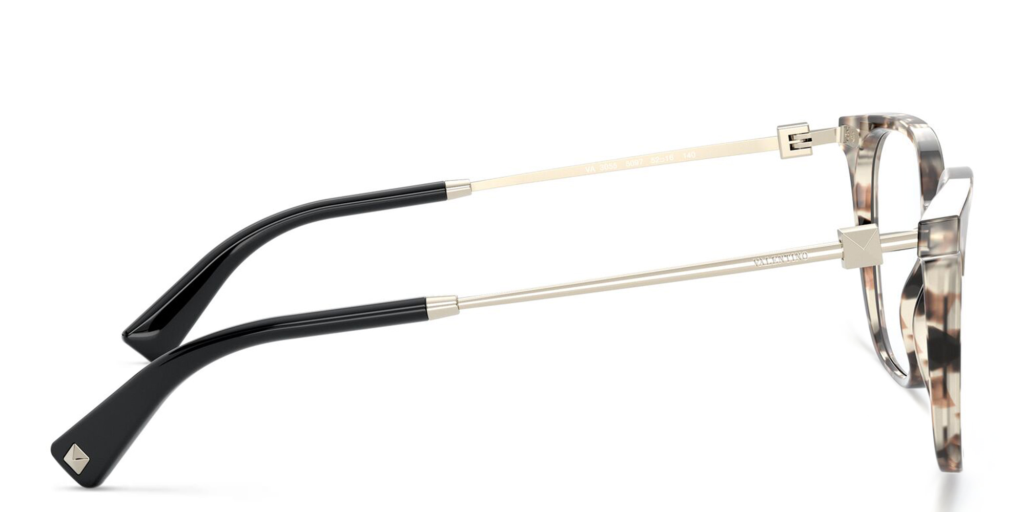 VALENTINO Stud Square Eyeglasses in Brown Havana – Product Photo 3