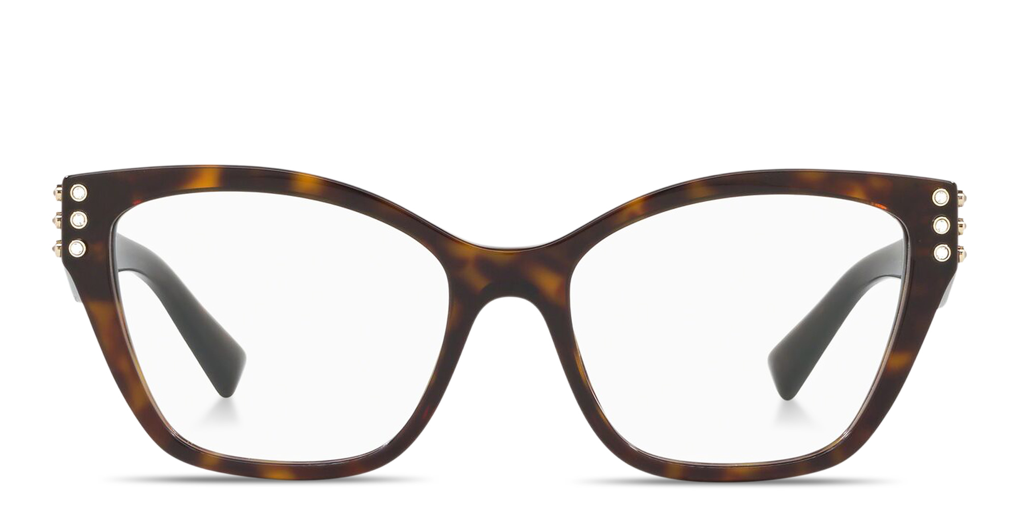 VALENTINO Rhinestone Cat-Eye Eyeglasses in Polished Havana – Product Photo 1