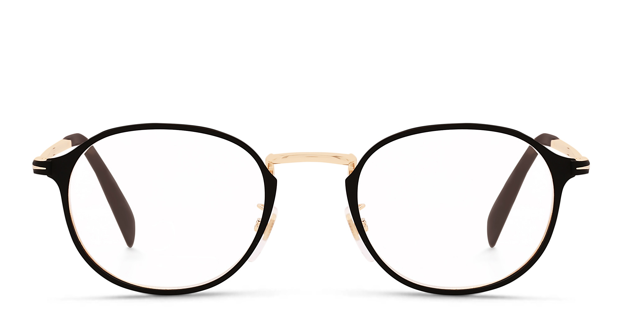 DAVID BECKHAM Round Eyeglasses in Matte Brown Ruthenium – Product Photo 1